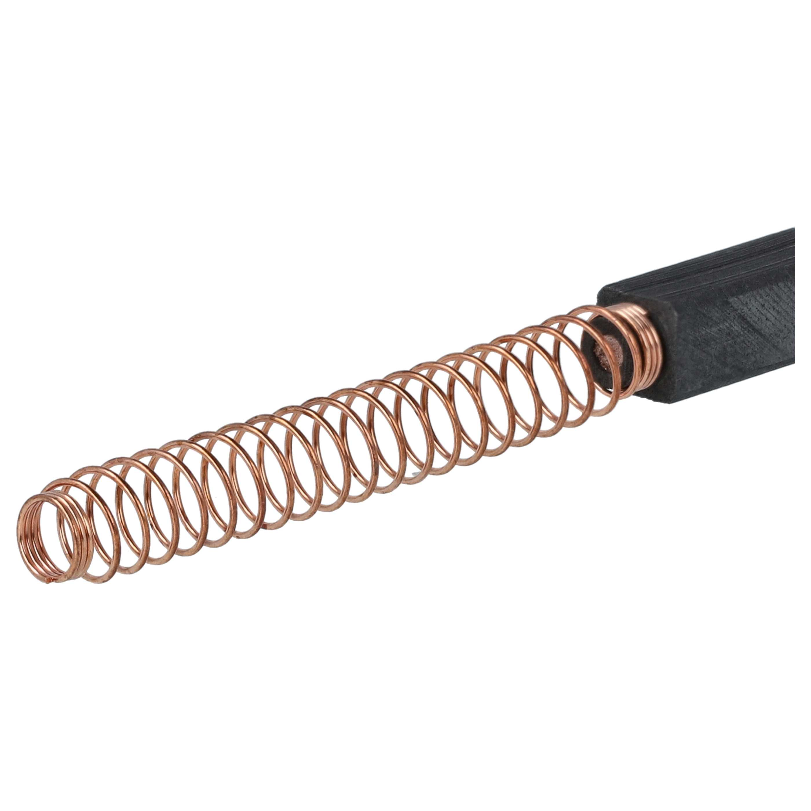 Eine metallische Kupferspirale erstreckt sich von einer schwarzen rechteckigen Komponente vor weißem Hintergrund.