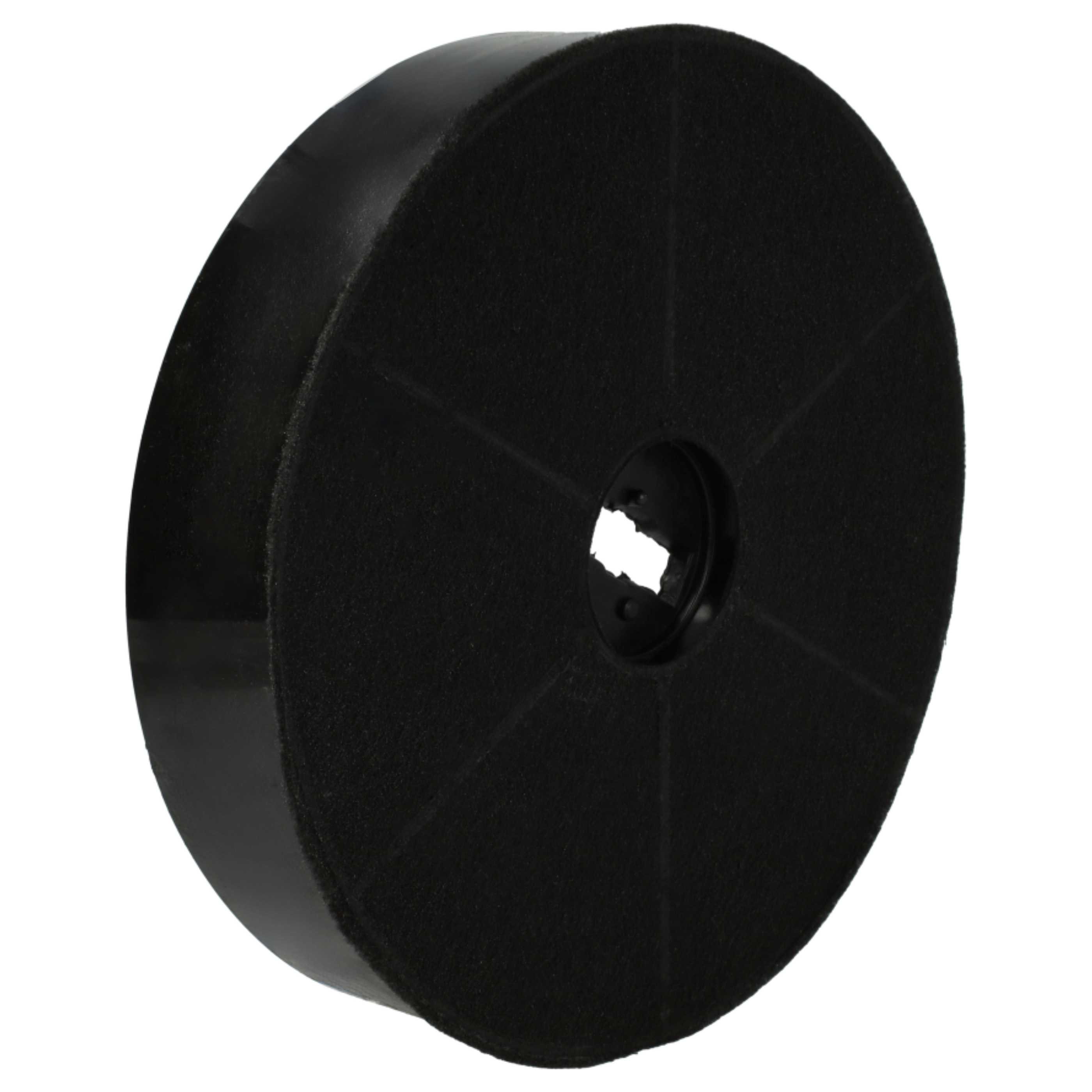 Ein schwarzer, kreisförmiger Filter mit einer zentralen Öffnung. Der Filter hat eine poröse, strukturierte Oberfläche.