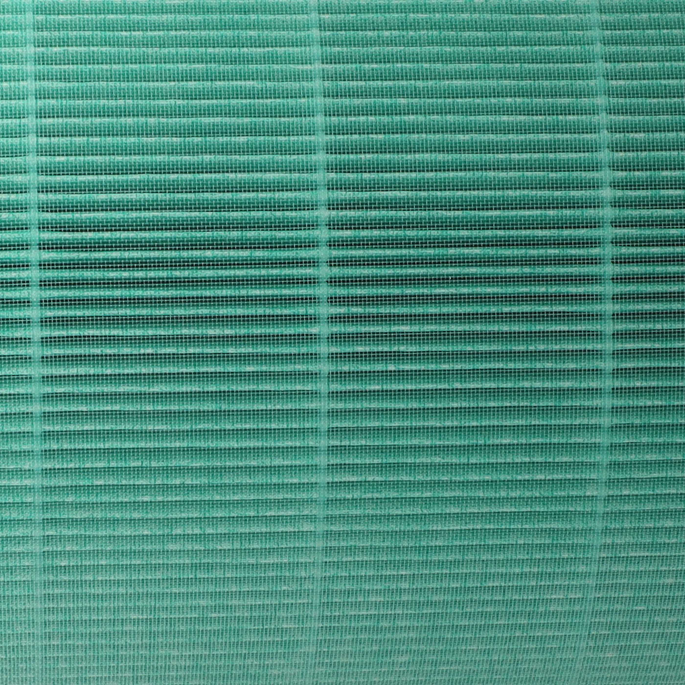 Nahaufnahme eines grünen, netzartigen Materials. Horizontale Linien sind sichtbar, vertikale Linien bilden ein Raster.