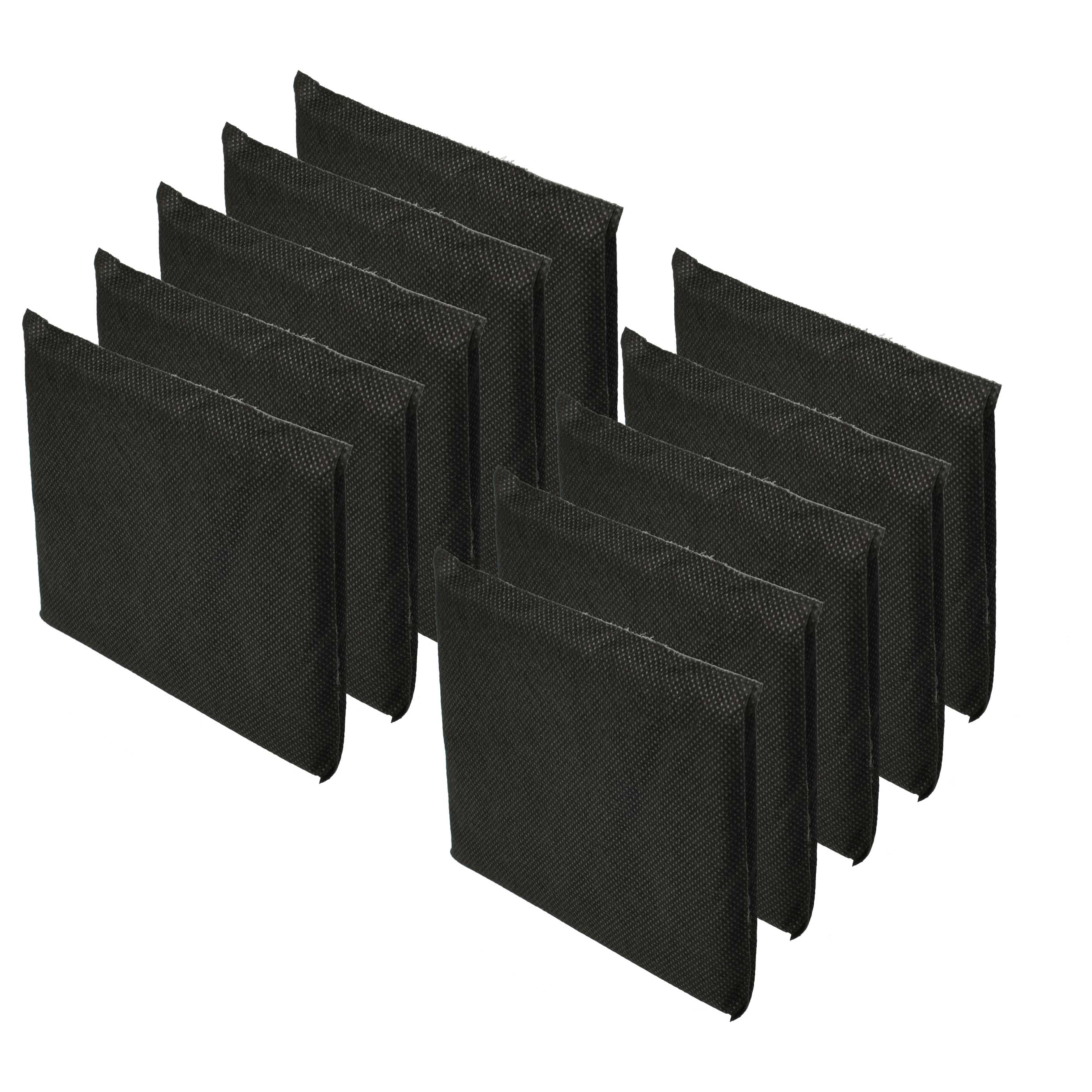 Mehrere gefaltete schwarze Stoffstücke vor weißem Hintergrund. Sie scheinen Filter oder ähnliches zu sein.