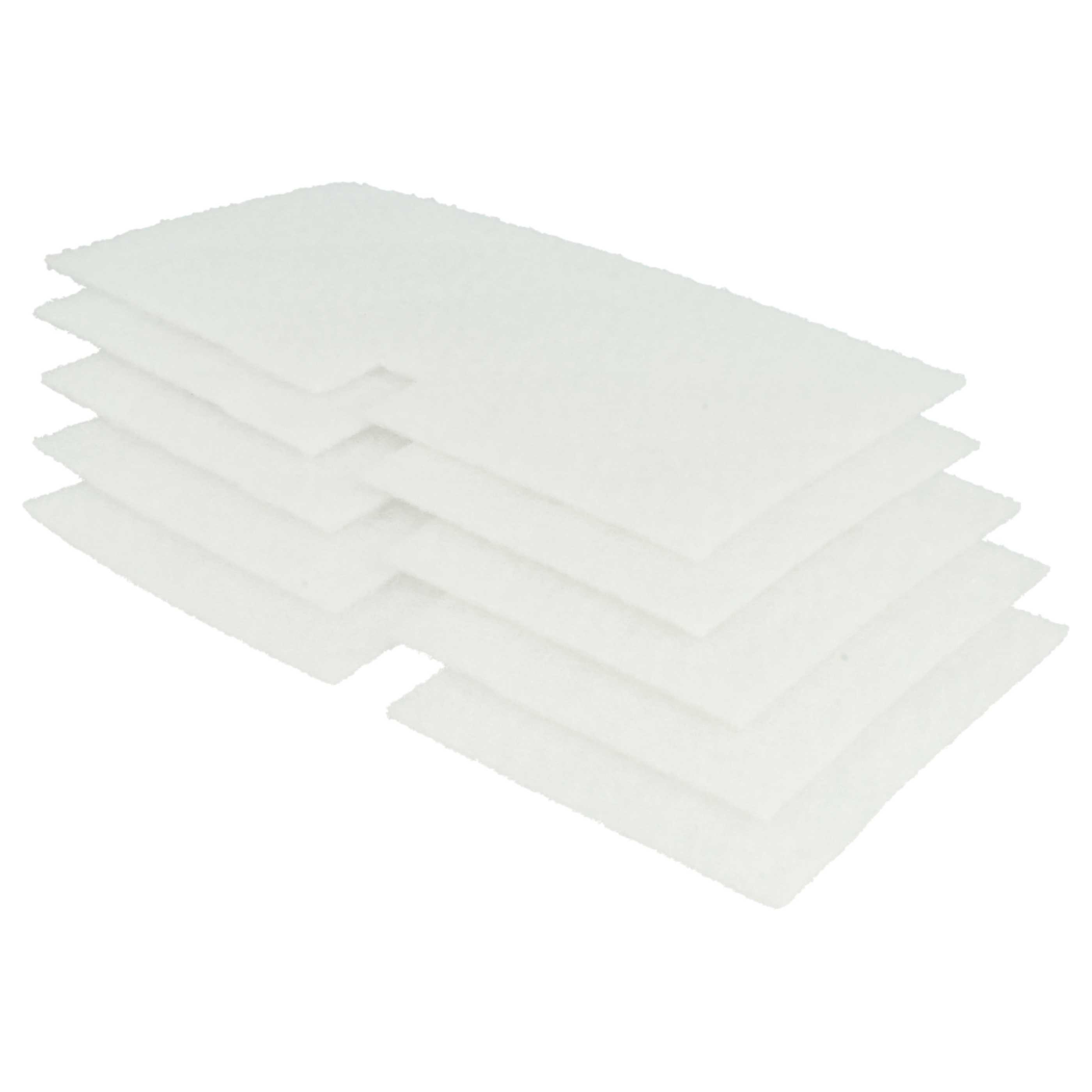 Mehrere weiße, rechteckige Luftfilterpads sind gestapelt. Die Pads sind sauber und ordentlich angeordnet, mit weißem Hintergrund.