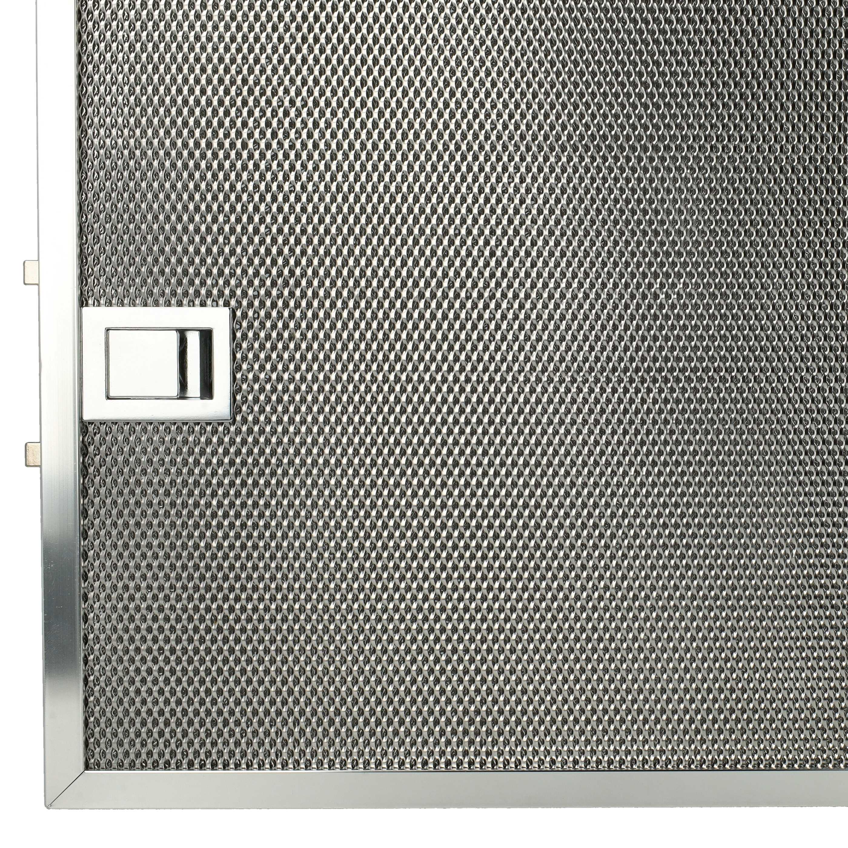 Nahaufnahme eines Metallgitterfilters mit Griff. Es hat eine rechteckige Form und ein Rautenmuster. Der Rahmen ist metallisch.