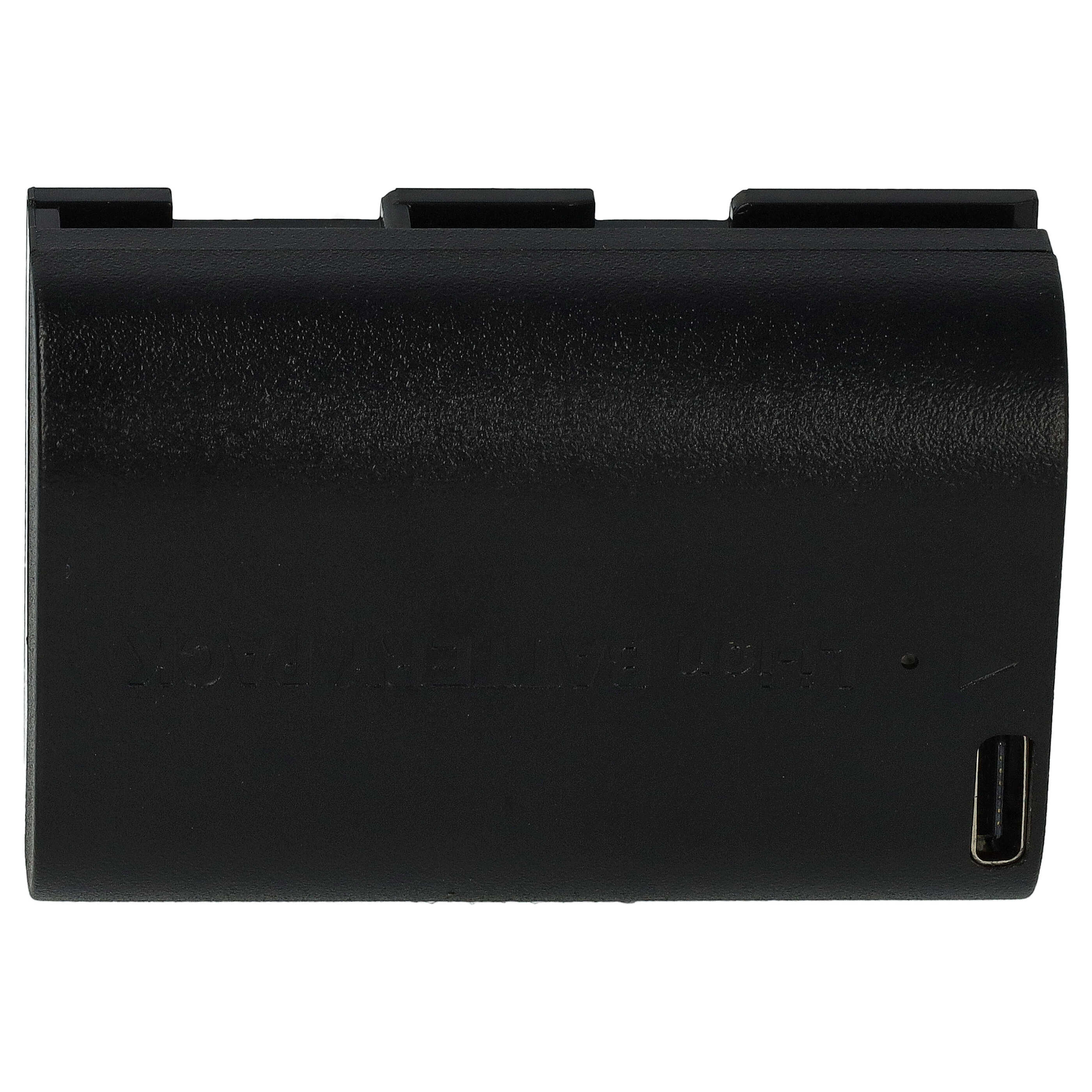 Schwarzer rechteckiger Akku mit USB-Anschluss. Auf dem Etikett steht 'Li-ion Battery Pack'.
