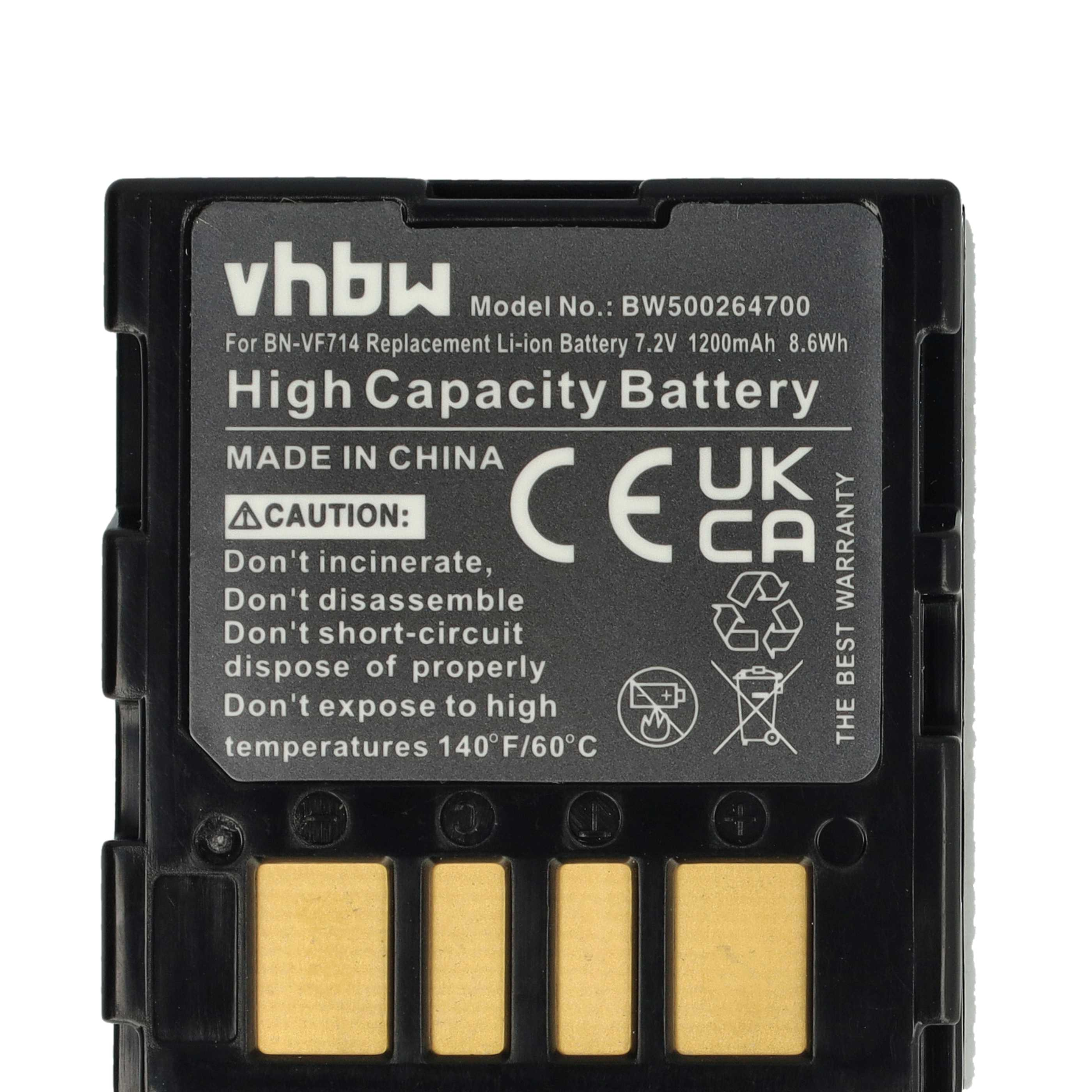 Ein schwarzer Akku mit Text wie 'High Capacity Battery', 'Made in China' und Sicherheitshinweisen.