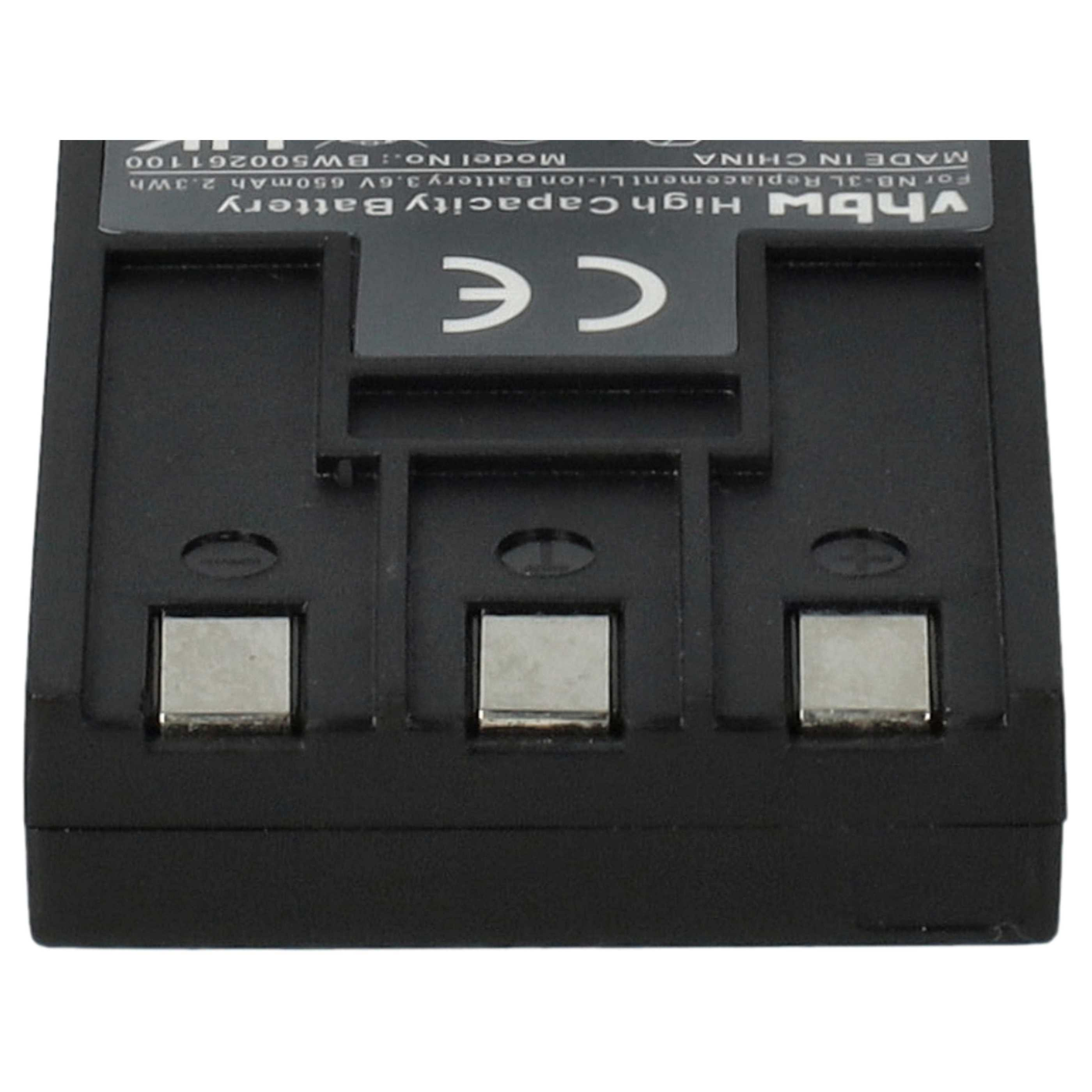 Schwarzer Akku mit silbernen Kontakten und CE-Logo. Text lautet 'High Capacity Battery' und 'Made in China'.