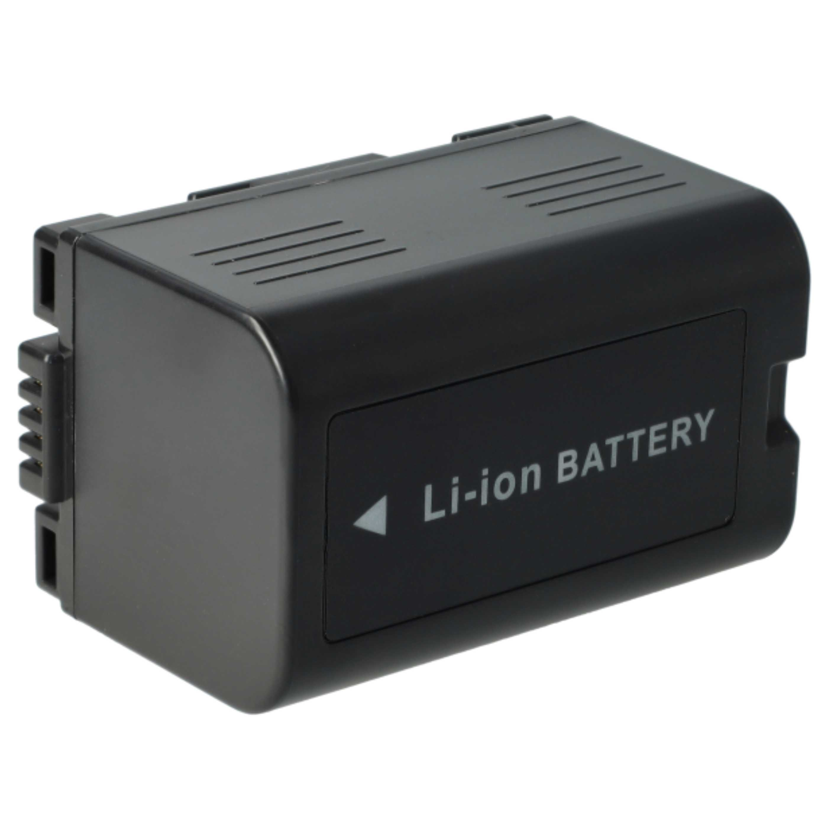 Ein schwarzer Li-Ionen-Akku auf weißem Hintergrund. Es trägt die Aufschrift Li-ion BATTERY.