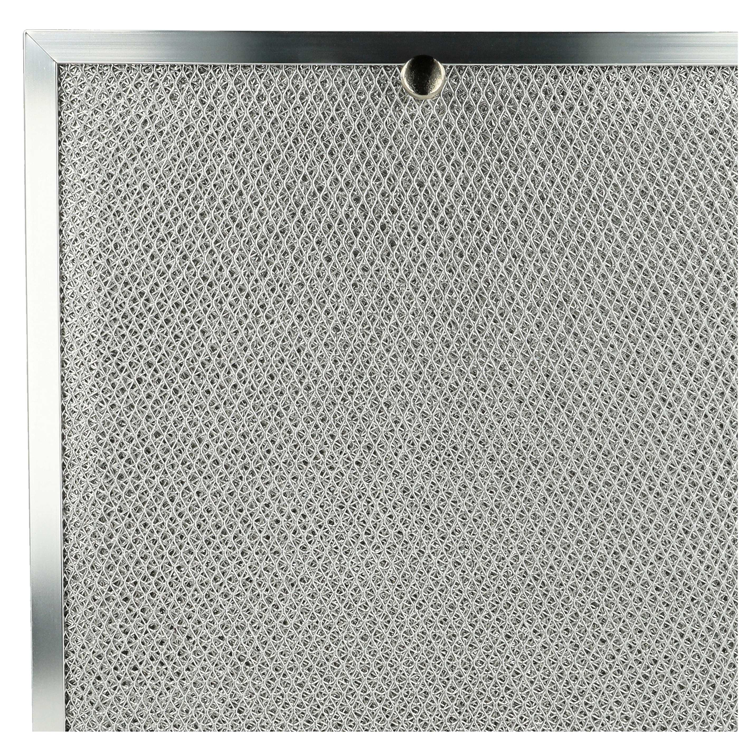 Nahaufnahme eines Metallgitterfilters mit silbernem Rahmen. Oben befindet sich ein kleiner, dunkler Stift.