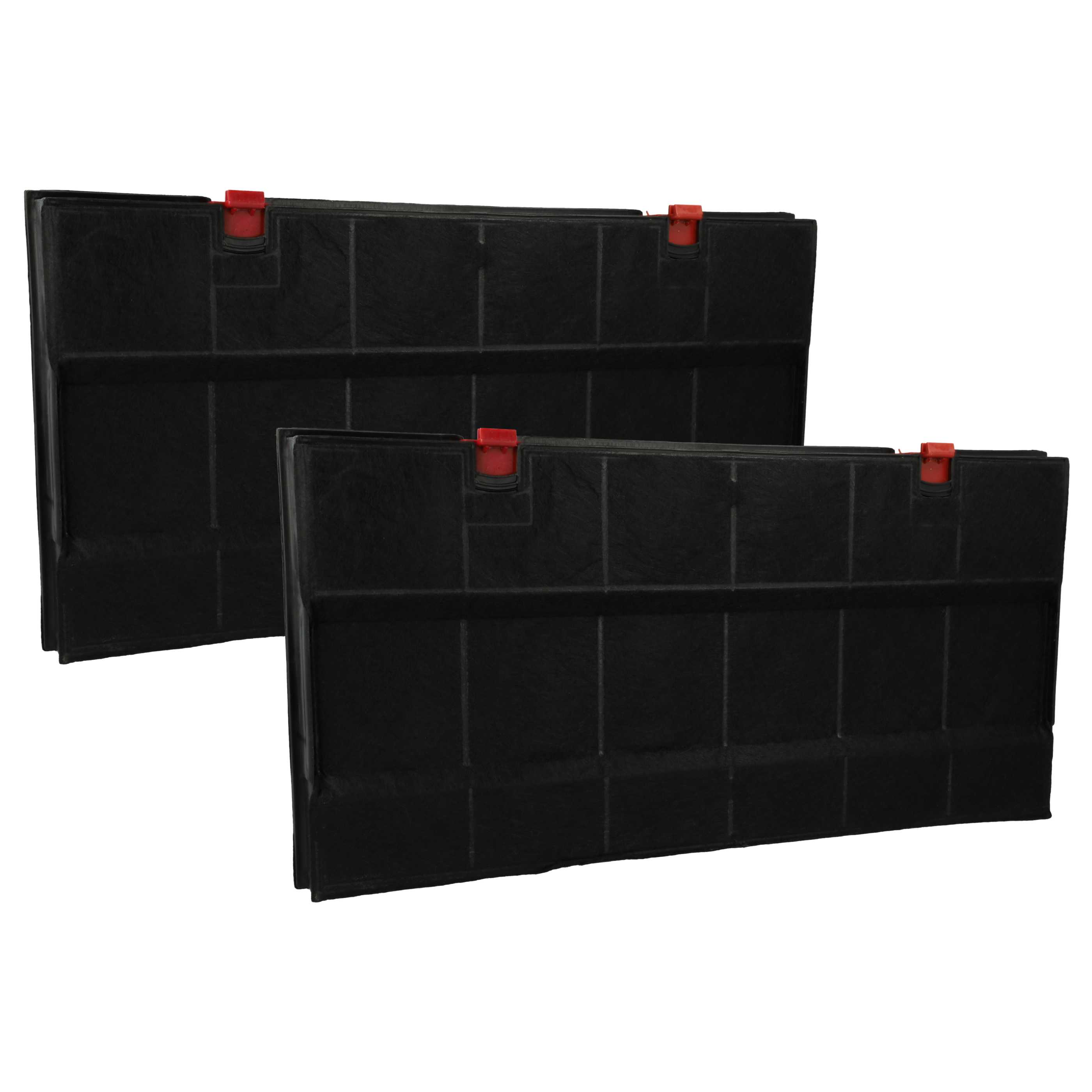 Zwei schwarze rechteckige Filter mit roten Klammern vor weißem Hintergrund. Vertikale und horizontale Linien sind sichtbar.