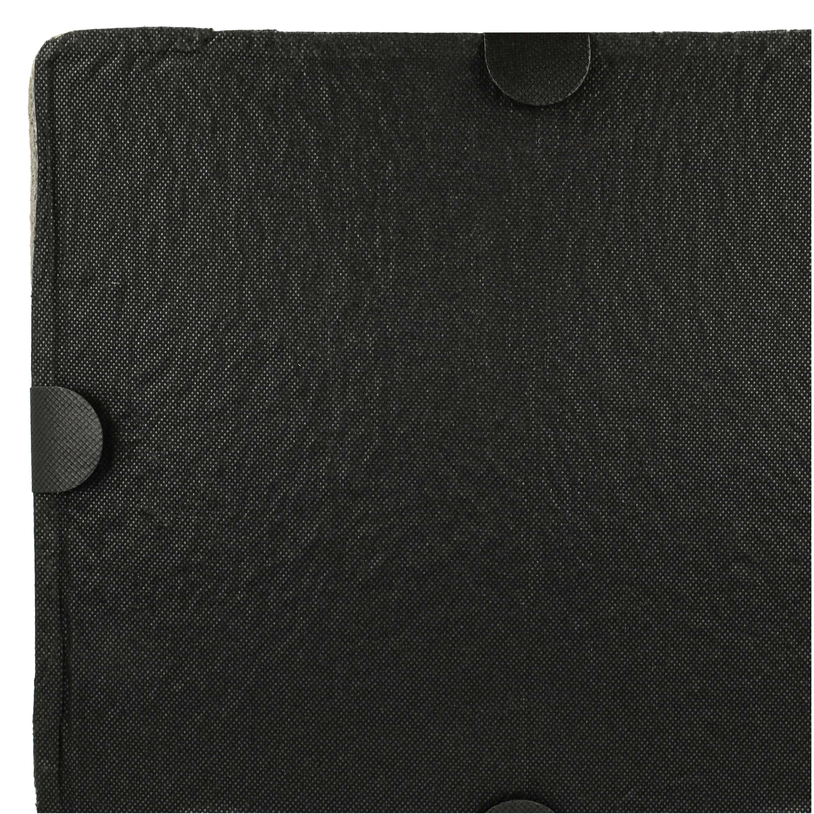 Ein schwarzer, strukturierter Stoff mit zwei kreisförmigen Klappen. Kanten sind sichtbar, vor weißem Hintergrund.