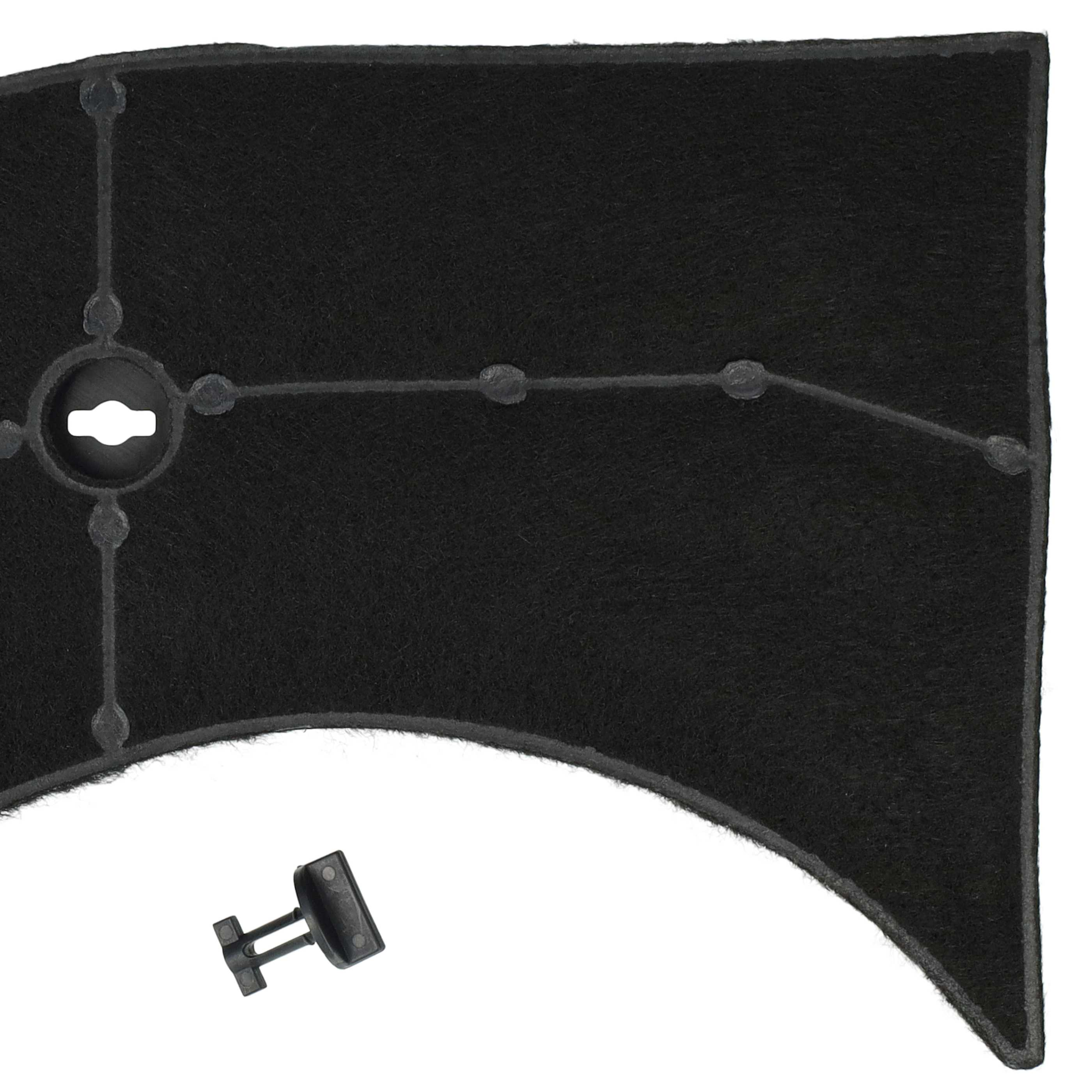 Schwarzer Luftfilter mit zentraler Öffnung und separatem schwarzem Clip. Der Filter hat eine strukturierte Oberfläche und einen hellgrauen Rand.