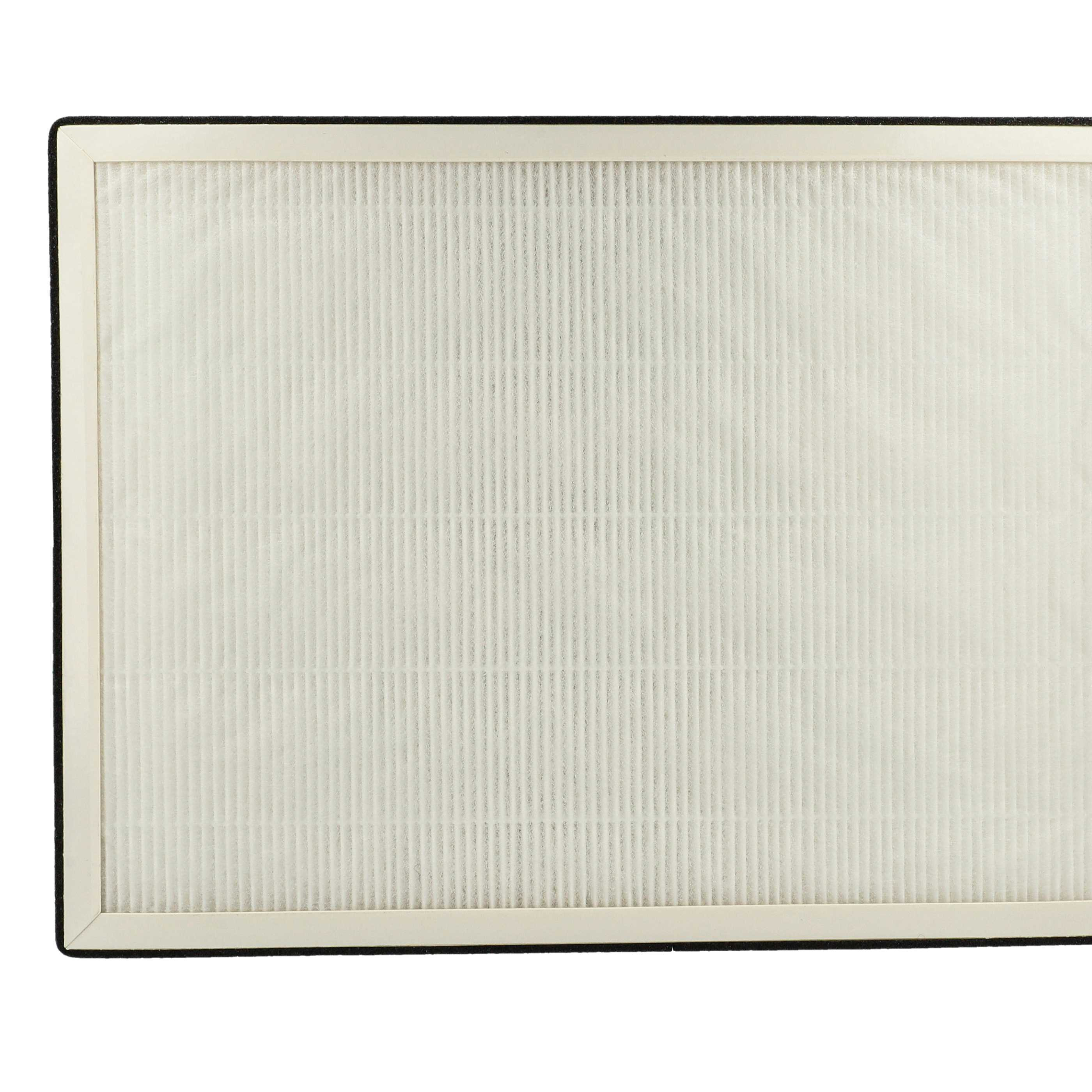 Luftfilter mit weißem, plissiertem Filtermaterial in einem Rahmen mit schwarzem Rand.