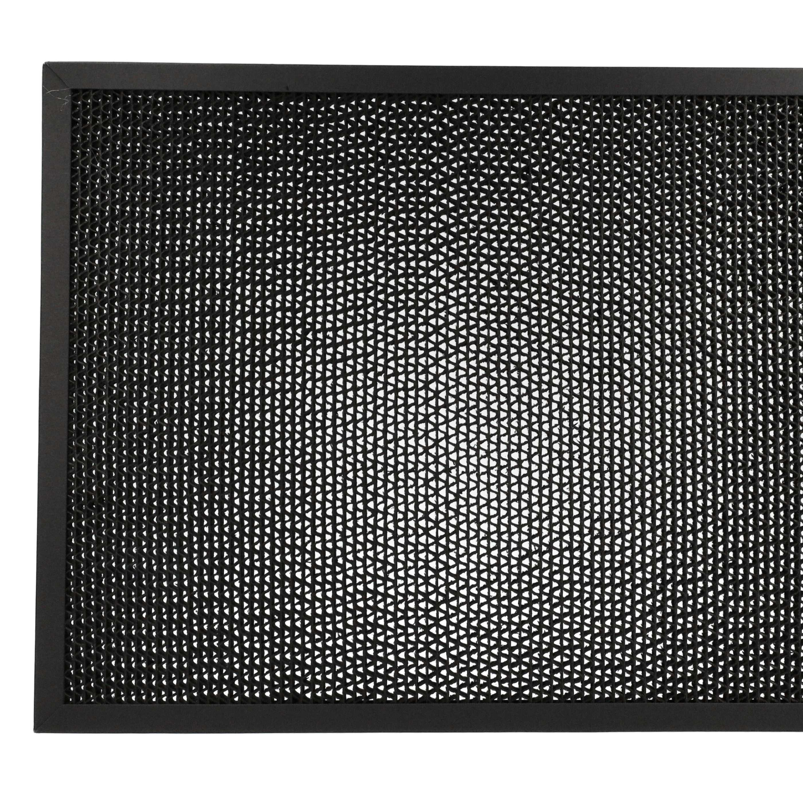 Schwarzer rechteckiger Luftfilter mit geometrischem Muster. Der Rahmen ist schwarz. Der Hintergrund ist weiß.