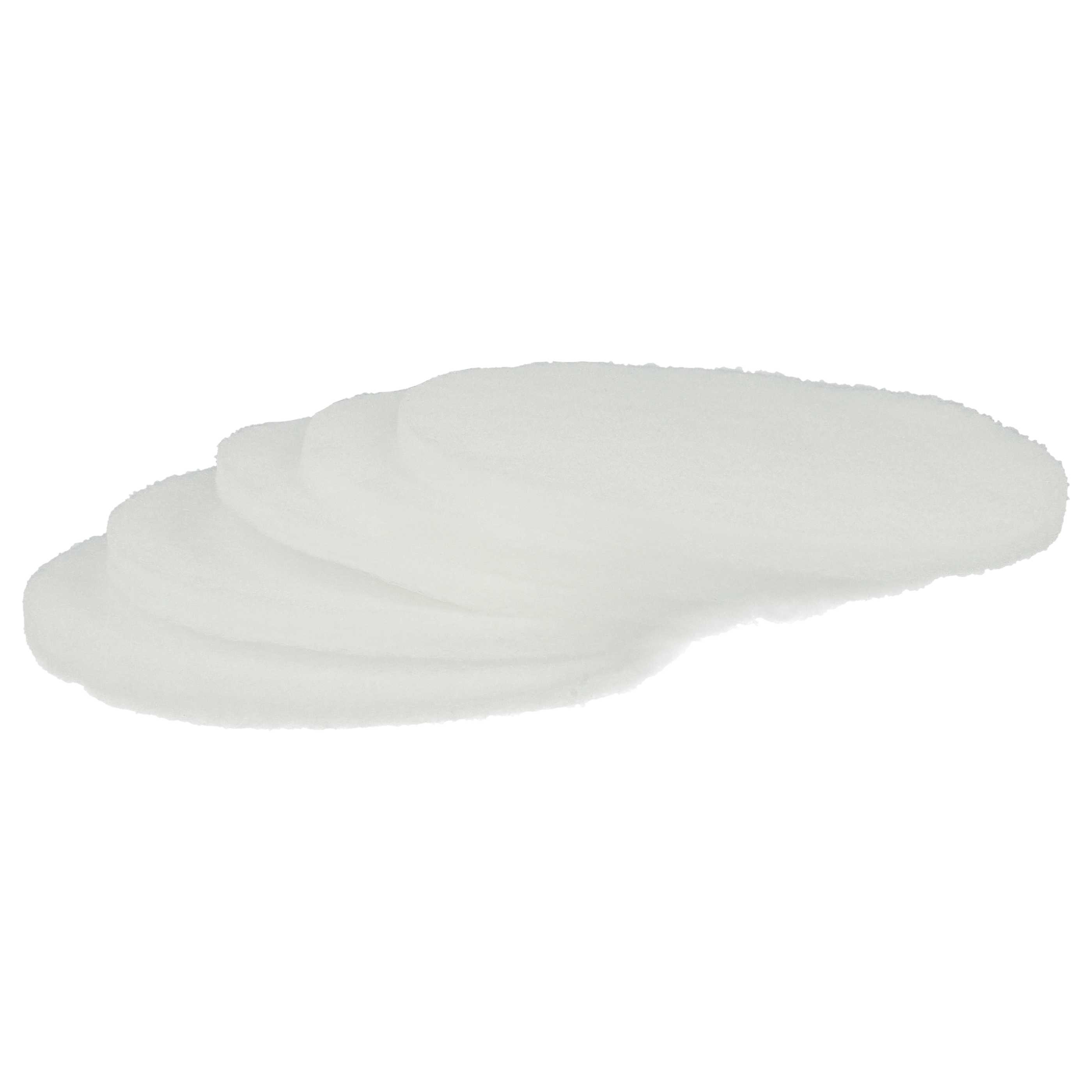 Mehrere weiße, kreisförmige Pads überlappen sich leicht auf weißem Hintergrund. Die Pads scheinen aus weichem Material zu bestehen.