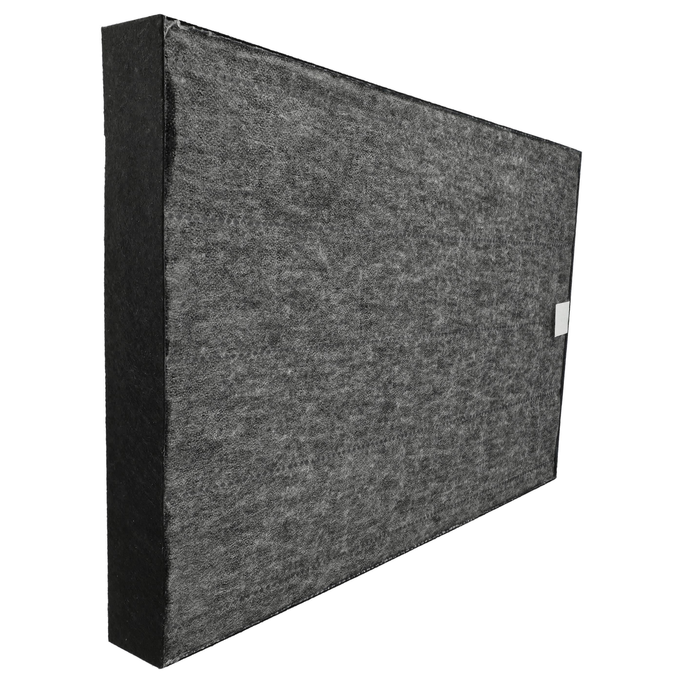 Ein rechteckiger Luftfilter. Der Filter hat eine graue, strukturierte Oberfläche mit schwarzem Rand, vor weißem Hintergrund.