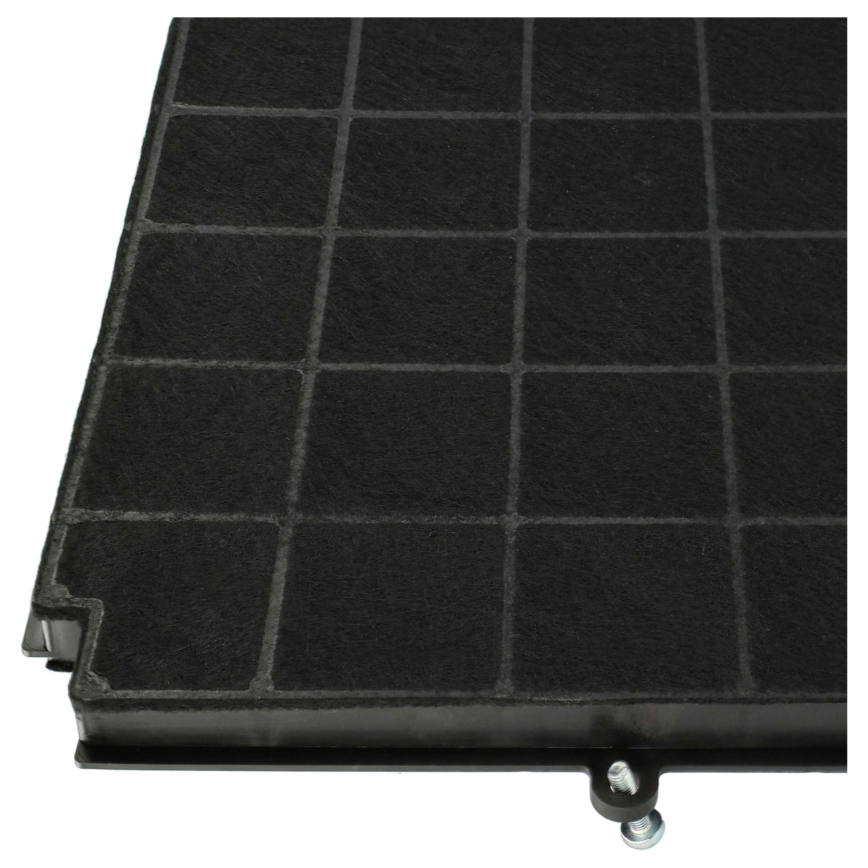 Ein schwarzer Luftfilter mit Gittermuster. Der Filter ist rechteckig und hat eine Metallhalterung mit Schraube.