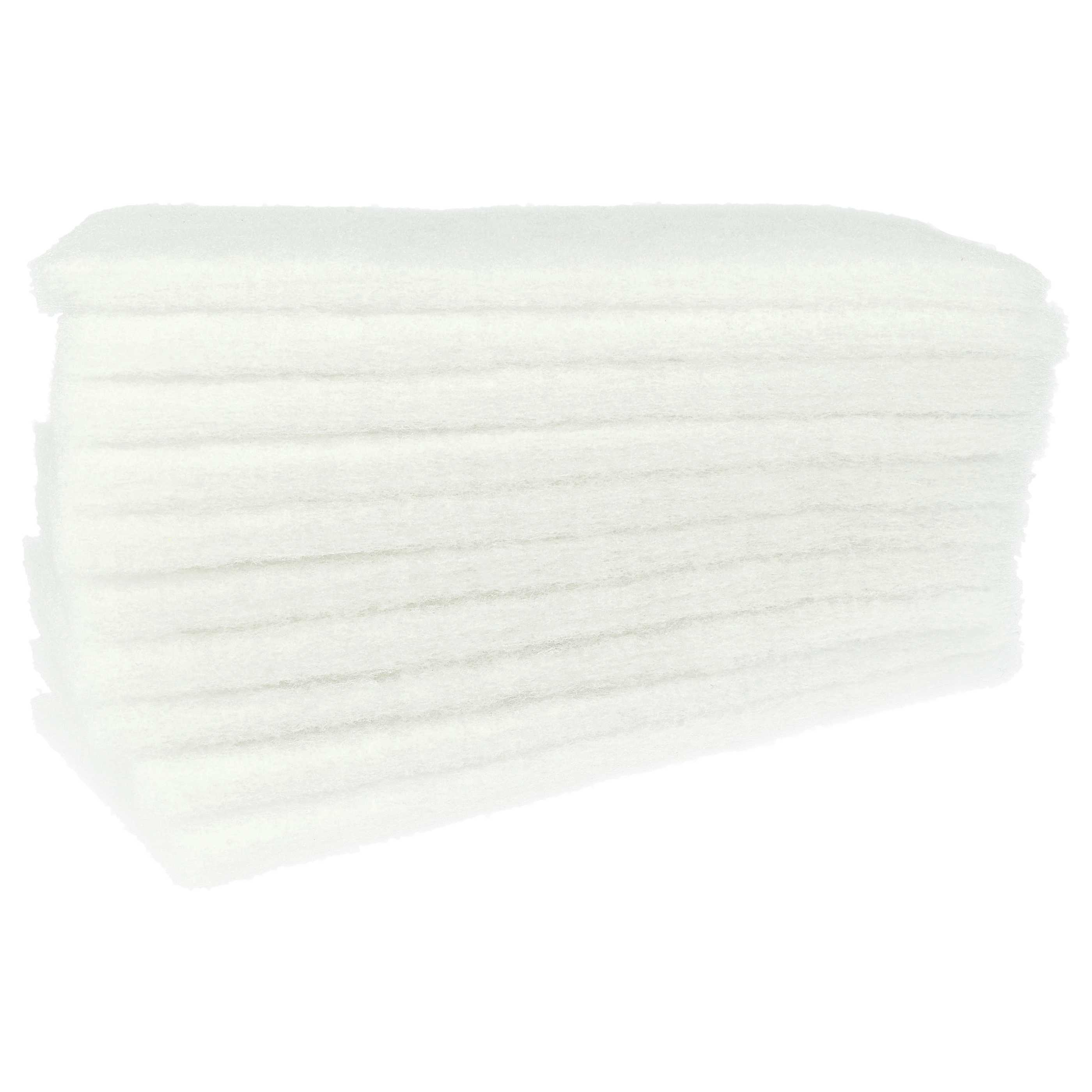 Ein Stapel weißer, rechteckiger, saugfähiger Pads. Die Pads sind weich und flauschig, vor weißem Hintergrund.