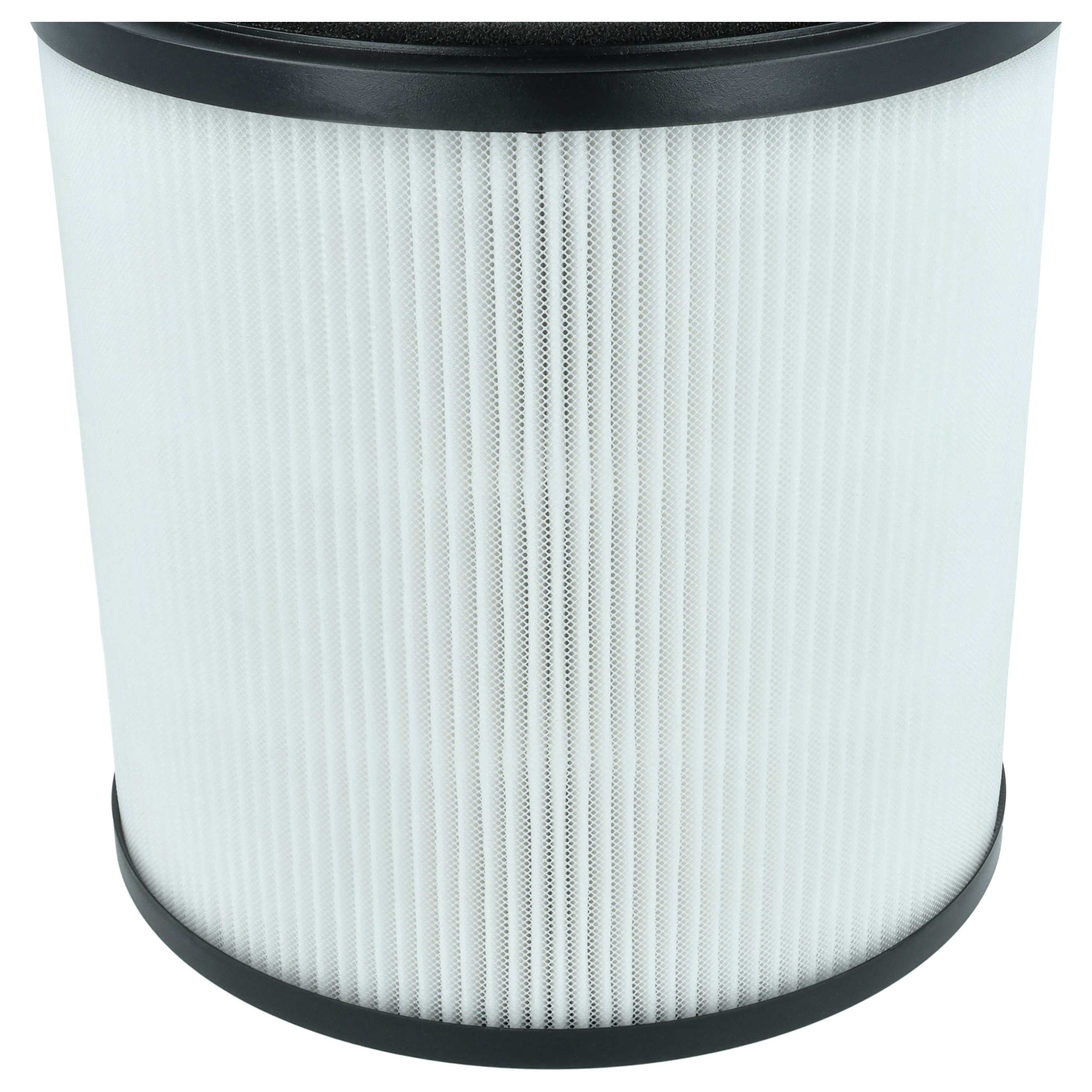 Nahaufnahme eines Luftfilters. Weißes, plissiertes Filtermedium ist in einem schwarzen Rahmen eingeschlossen.