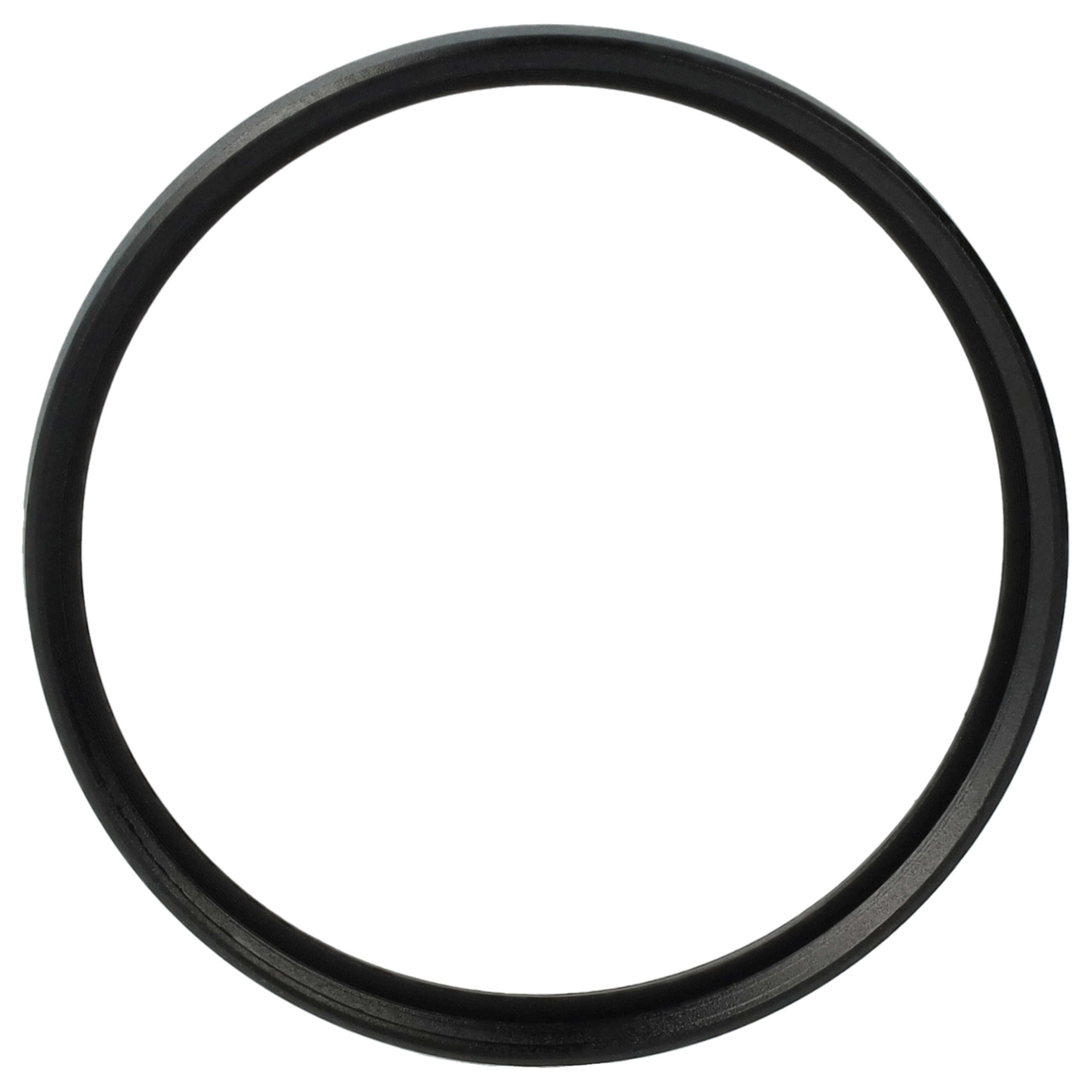 Ein schwarzes kreisförmiges Objekt auf weißem Hintergrund. Es scheint eine Gummidichtung zu sein.