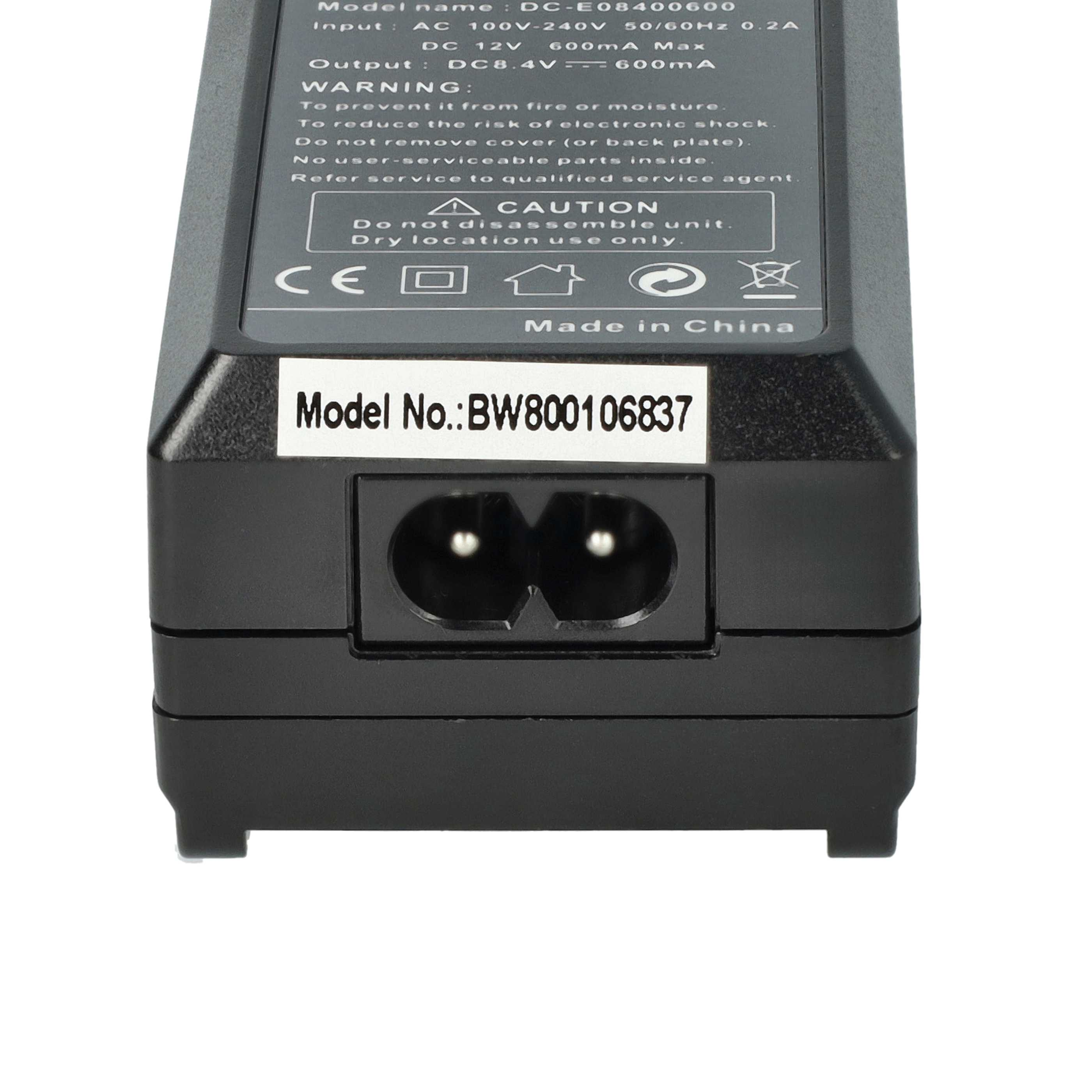 Ein schwarzes Netzteil mit der Modellnummer BW800106837, mit Eingang und Warnhinweisen.