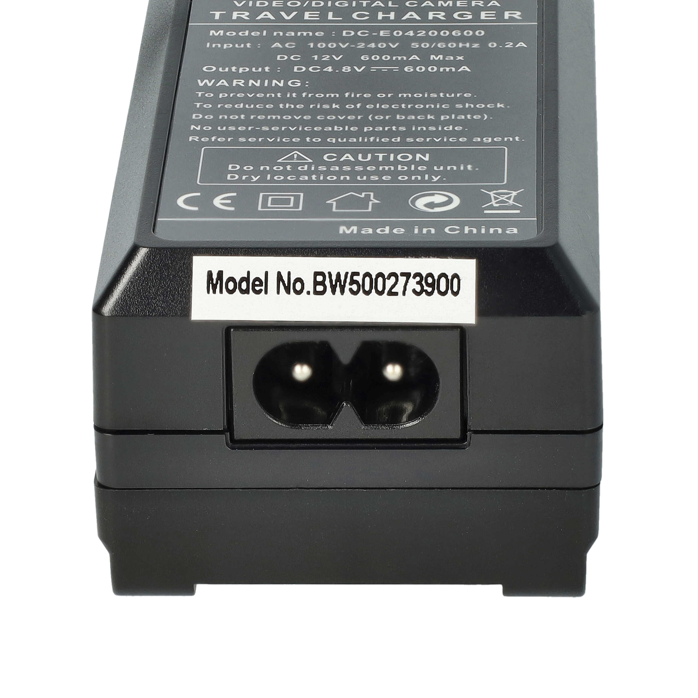 Schwarzes Reise-Ladegerät mit Text, Modellnummer BW500273900 und Leistungsdaten. Hergestellt in China.