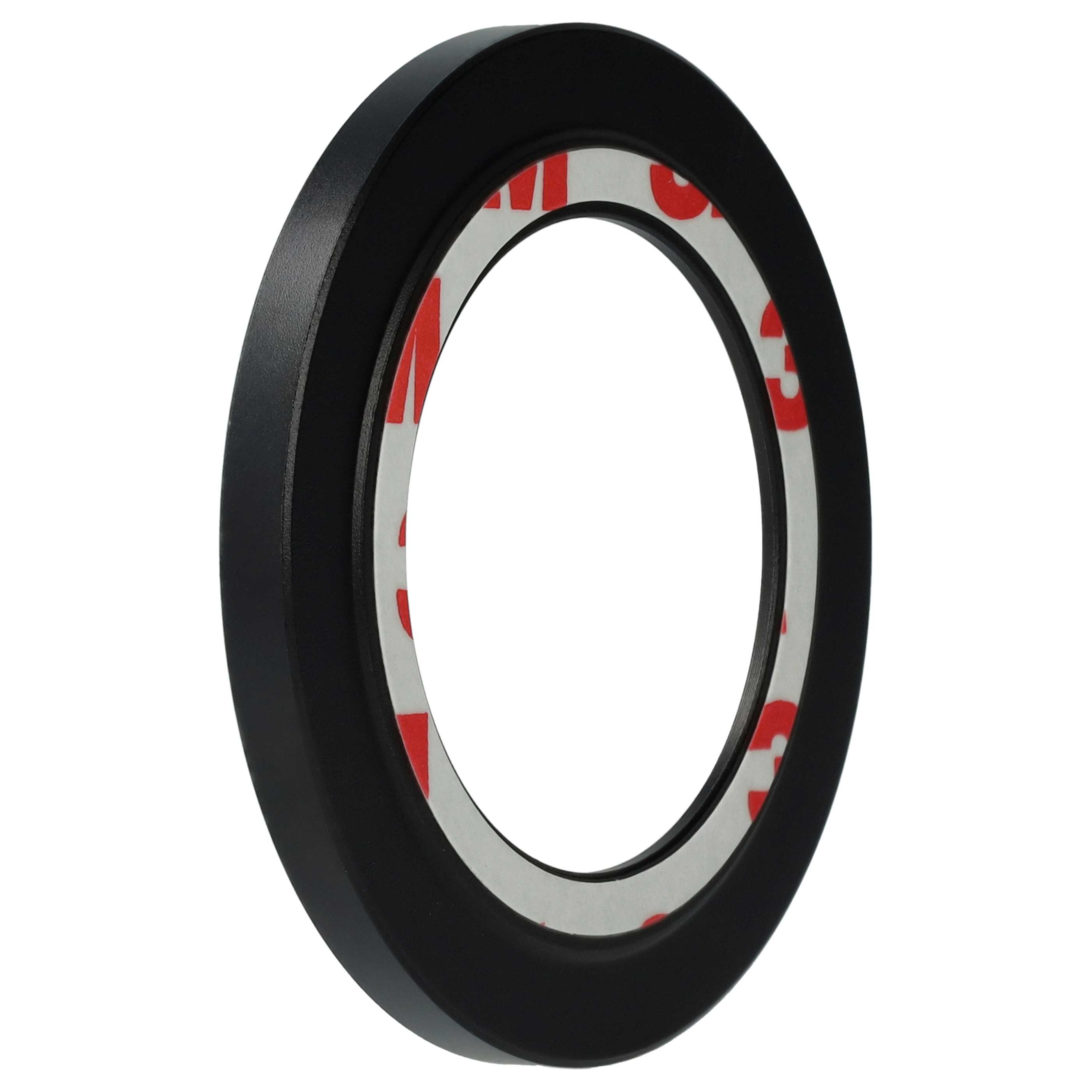 Ein schwarzer Ring mit weißem und rotem Innenraum. Der Ring ist auf weißem Hintergrund zentriert.