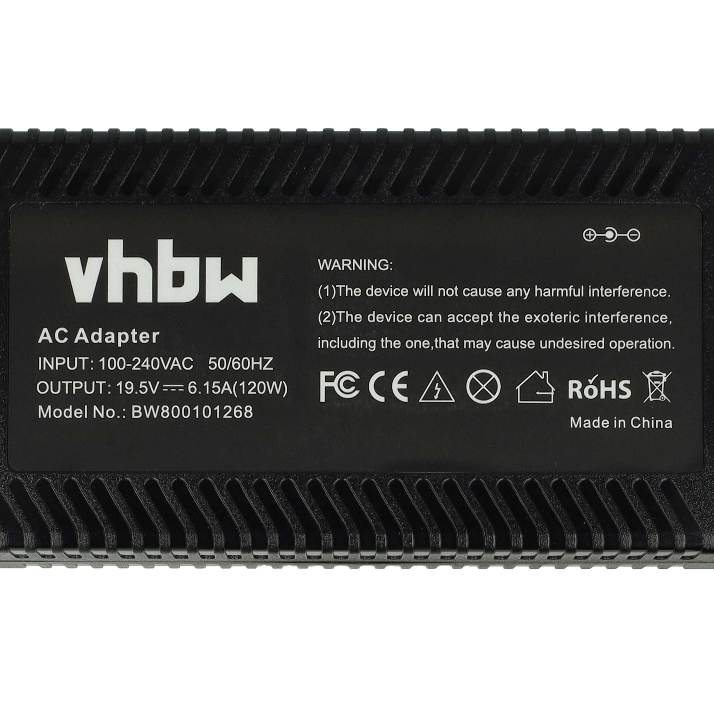 Ein schwarzes Netzteil mit weißem Text. Es hat das vhbw-Logo und technische Daten. Hergestellt in China.