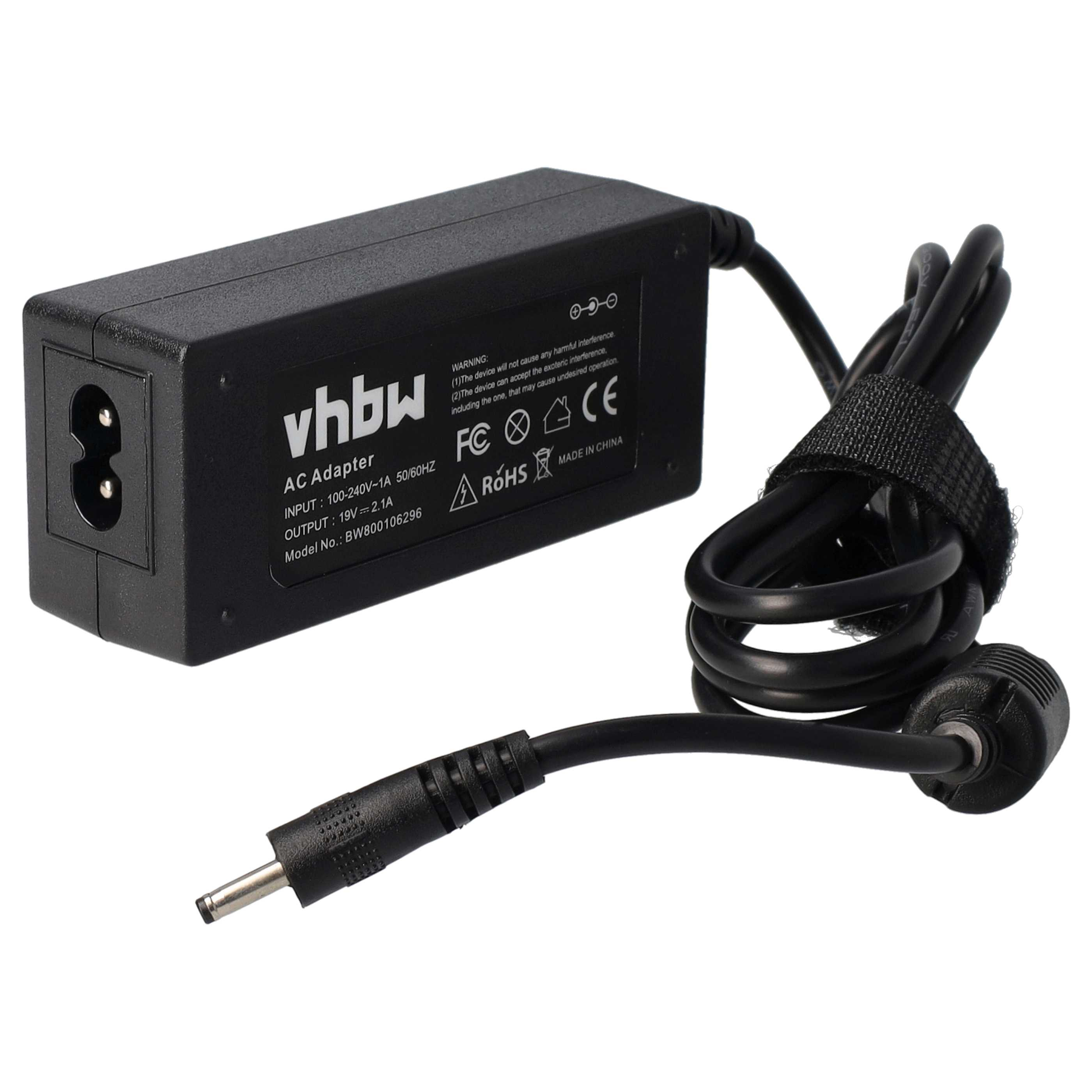 Ein schwarzes Netzteil mit der Aufschrift 'vhbw'. Es hat ein Netzkabel und einen Stecker. Der Hintergrund ist weiß.