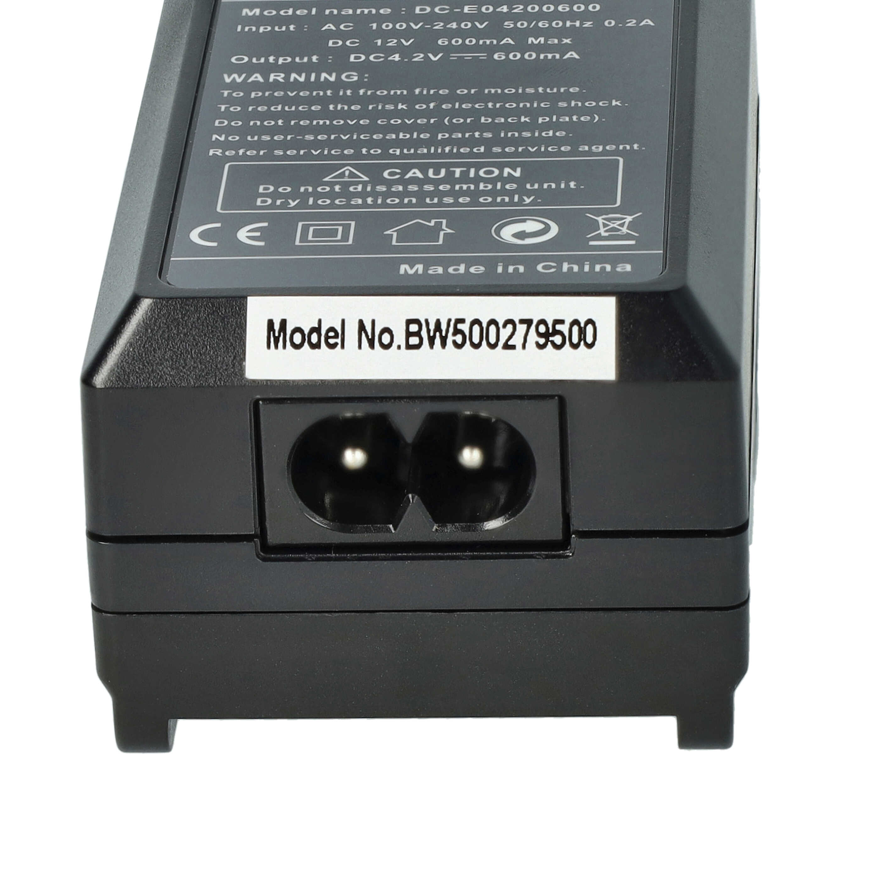 Schwarzes Netzteil mit Eingangs- und Ausgangsdetails, Warnhinweisen und Modellnummer BW500279500, vor weißem Hintergrund.