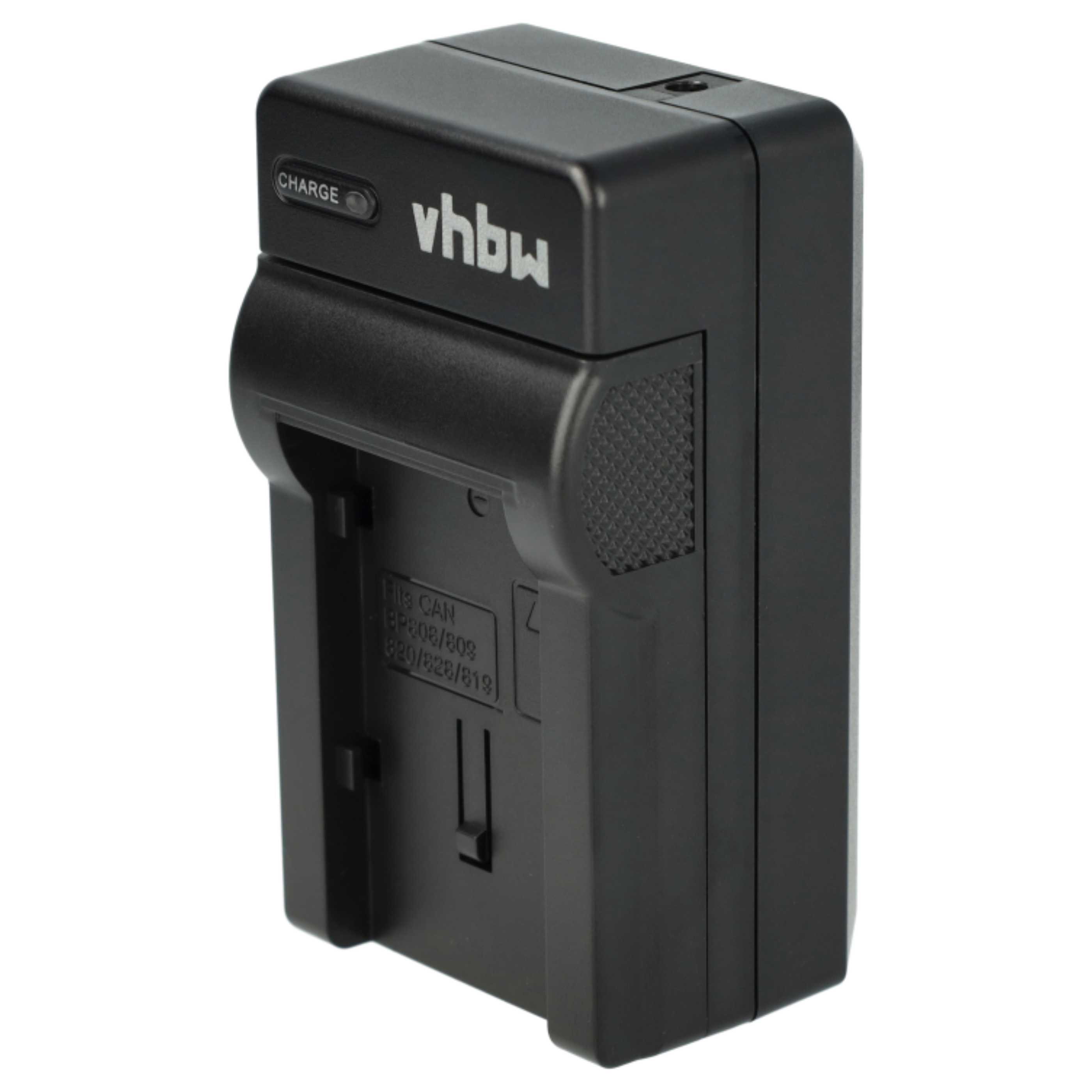 Schwarzes Batterieladegerät mit der Marke Vhbw. Es hat eine Ladeanzeige und einen Steckplatz für eine Batterie.