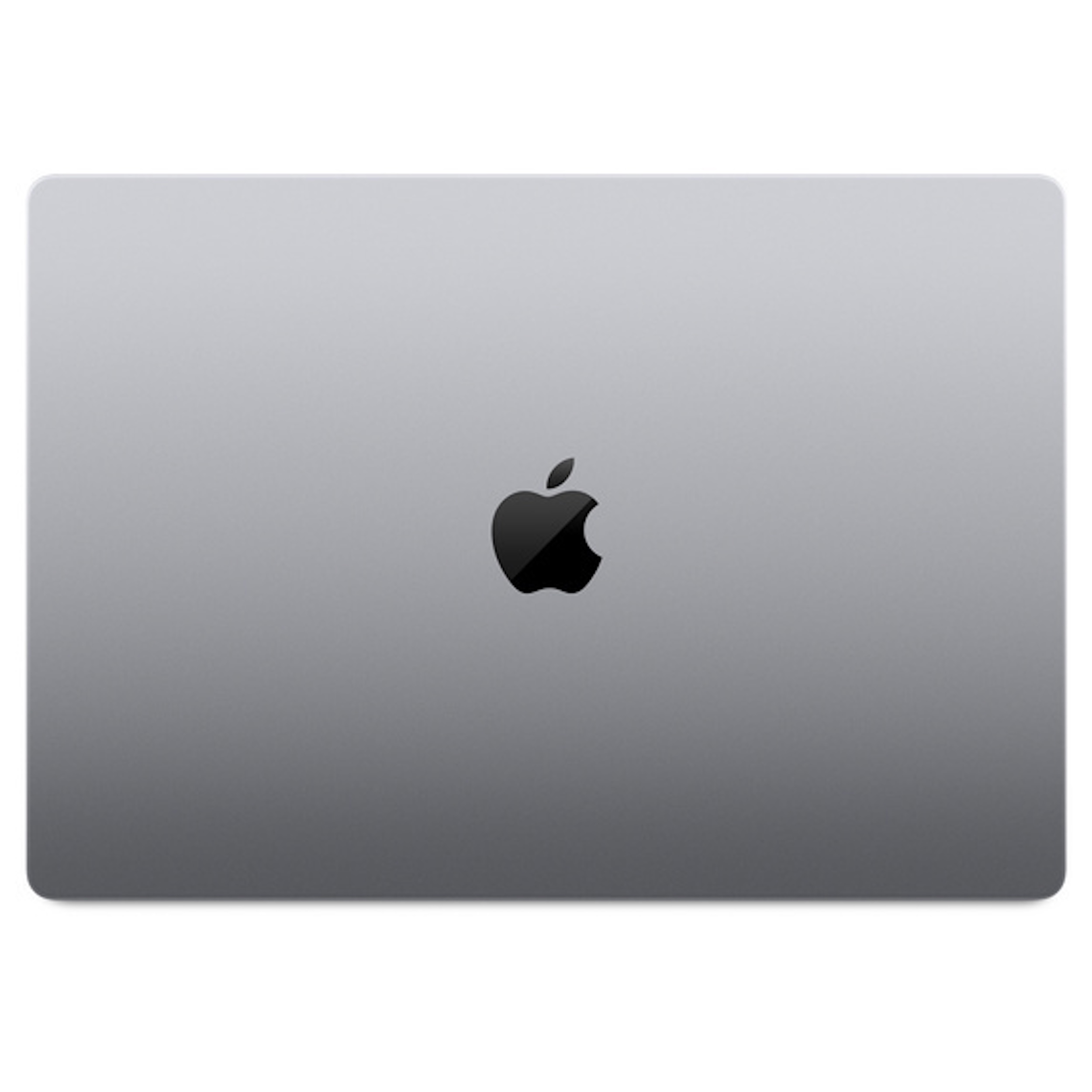 Zamknięty MacBook Pro w kolorze srebrnym. Logo Apple jest na środku. Powierzchnia jest czysta, z efektem gradientu.