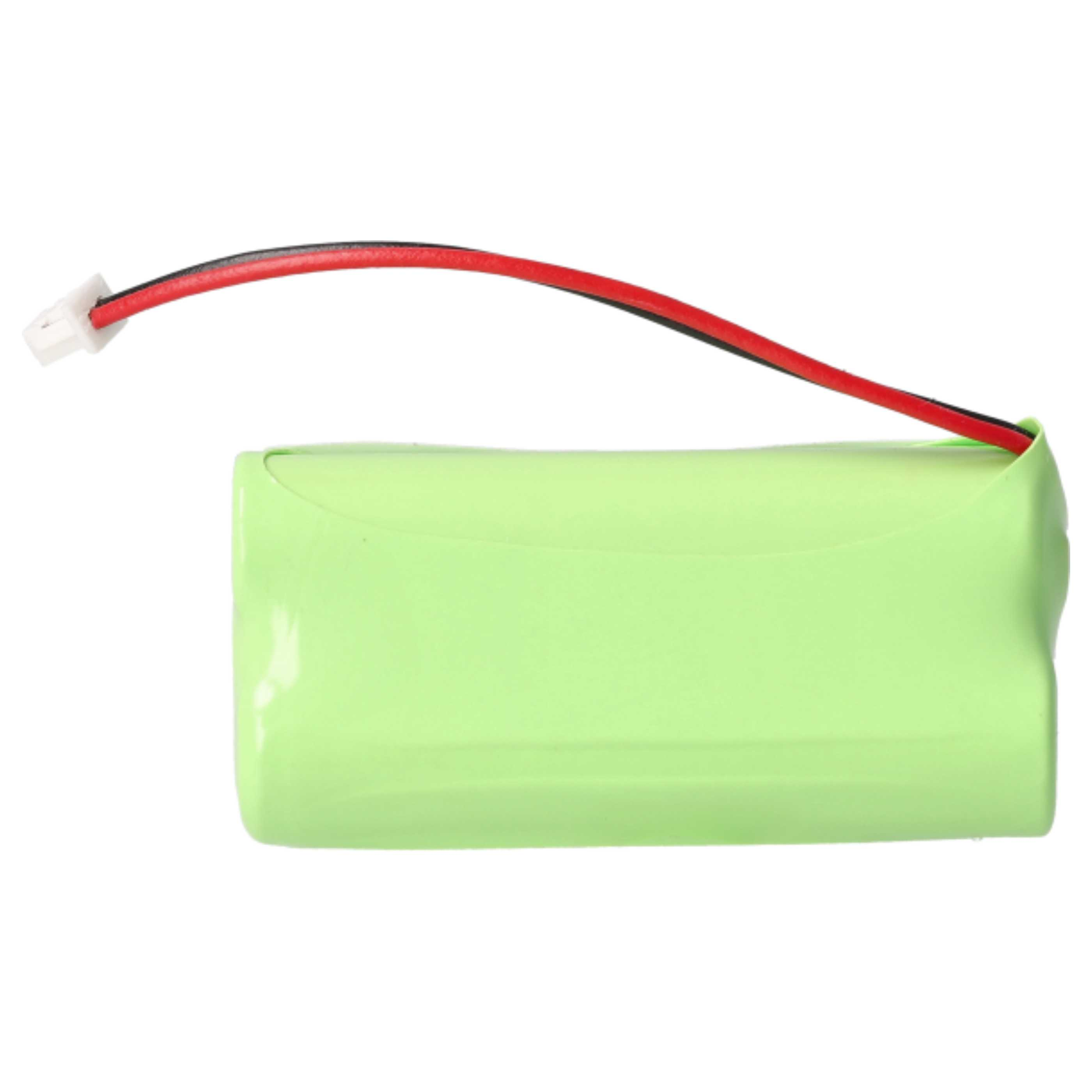 Eine grüne Batterie mit einem roten und schwarzen Draht. Der Hintergrund ist weiß.