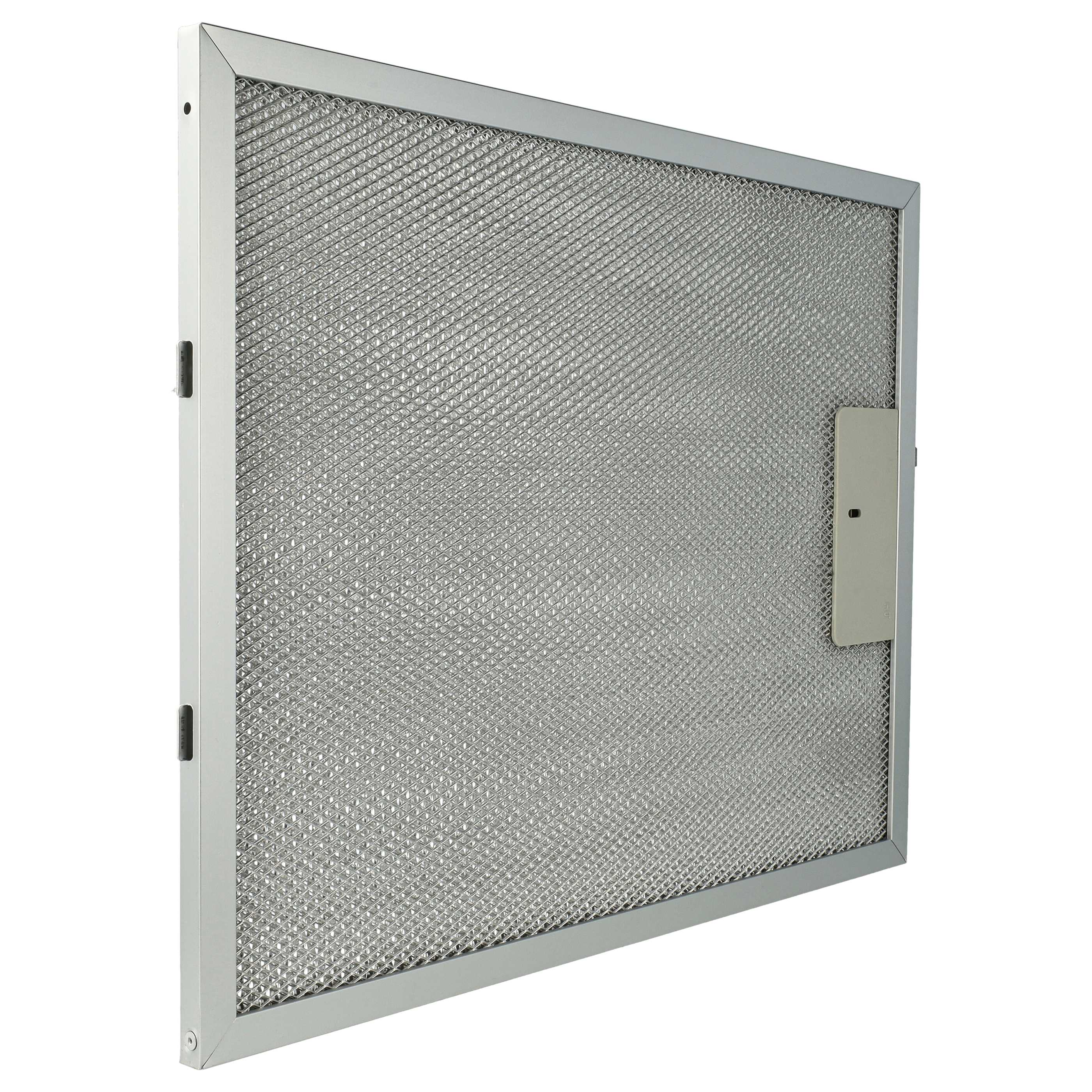 Ein rechteckiger Metall-Küchenfilter. Es hat ein Maschensieb in einem silbernen Rahmen mit einem kleinen Griff.