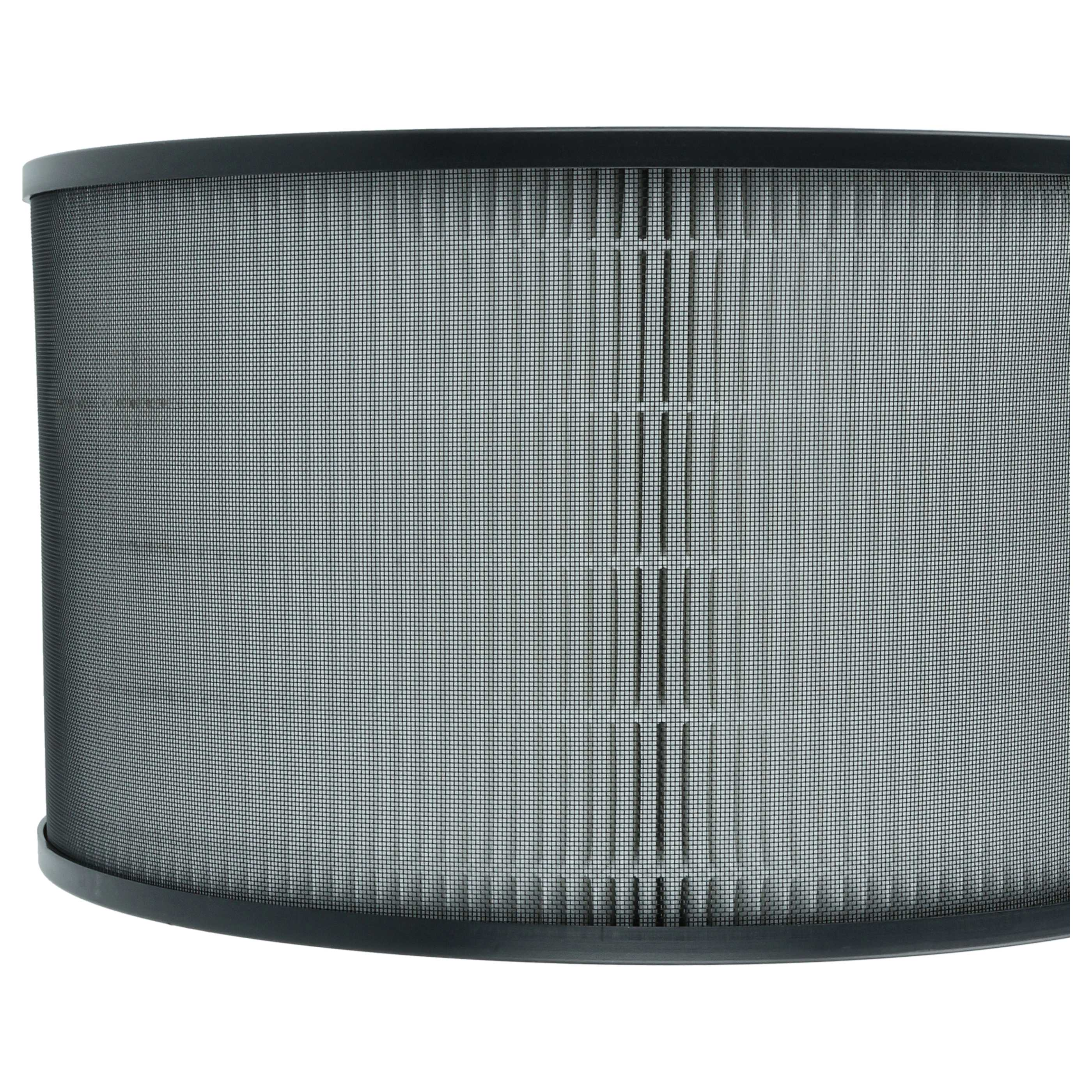 Ein schwarzer Pop-Filter mit einem Netzgitter. Der Rahmen ist gebogen und das Netz hat vertikale Schlitze in der Mitte.