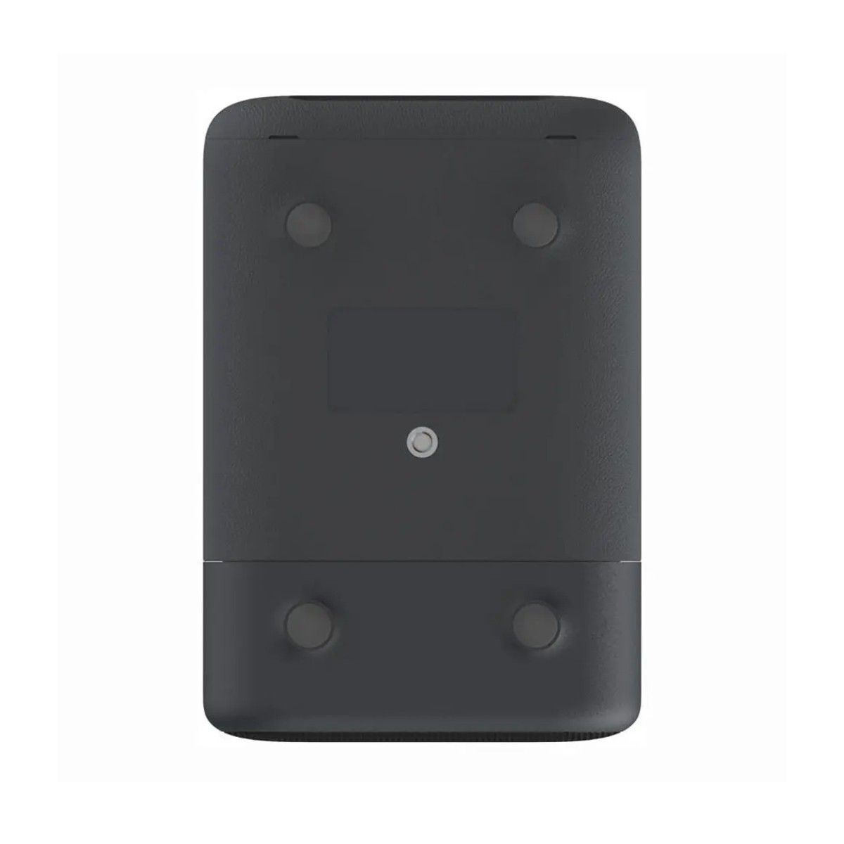 Prostokątny, ciemnoszary spód urządzenia, z zaokrąglonymi rogami. Ma cztery okrągłe nóżki, centralny wklęsły fragment i małe okrągłe wgłębienie.