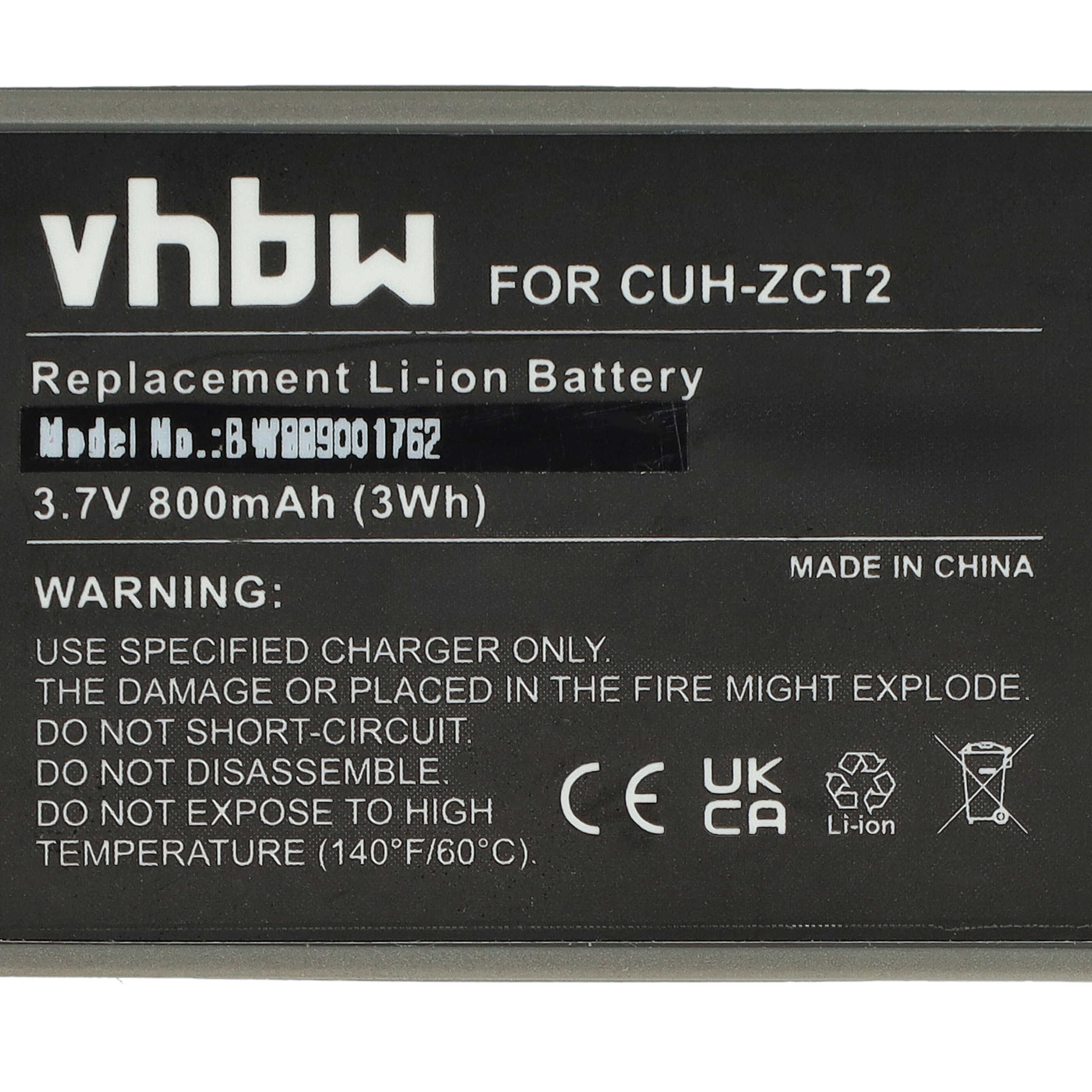 Ein schwarz-weißes Batterielabel mit Text, einschließlich Marke, Modellnummer und Warnhinweisen vor Missbrauch.