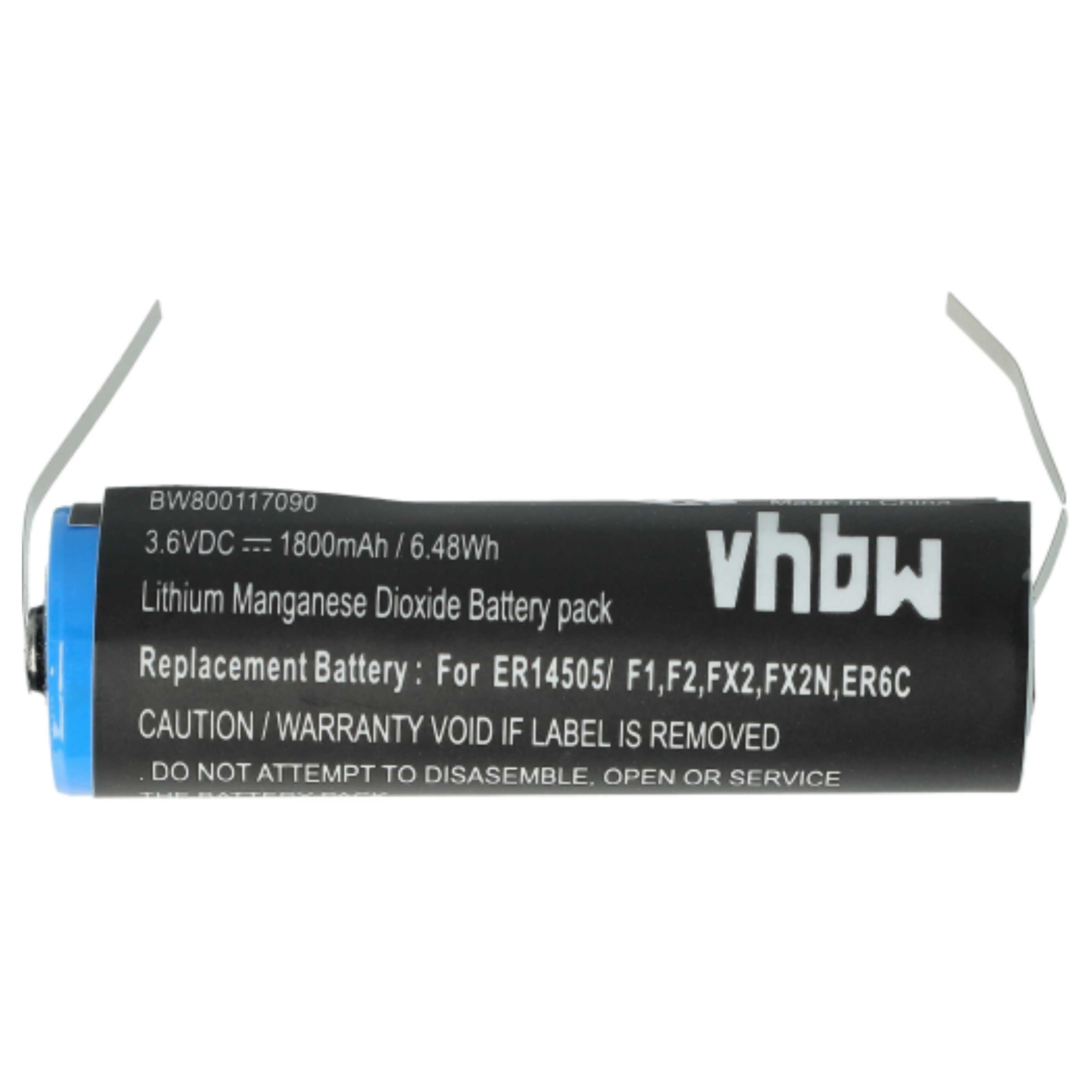 Ein Akku-Pack mit Text, in Blau und Schwarz. Enthält Markenname und technische Details.