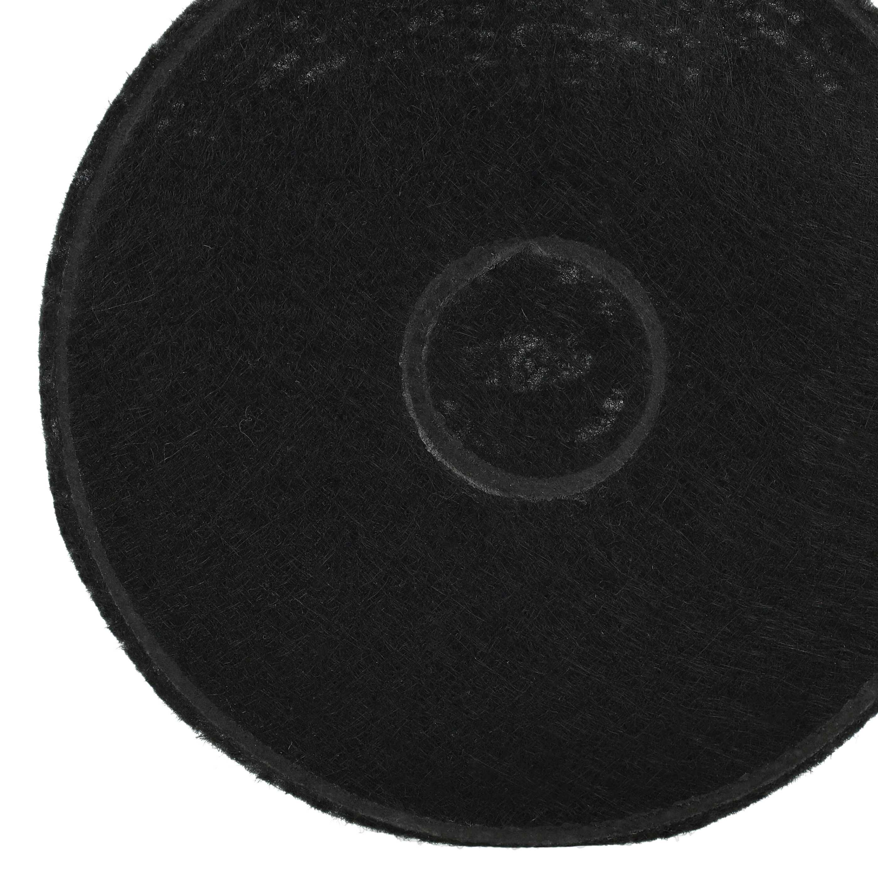 Ein schwarzer kreisförmiger Filter mit einem helleren Ring in der Mitte, vor weißem Hintergrund.