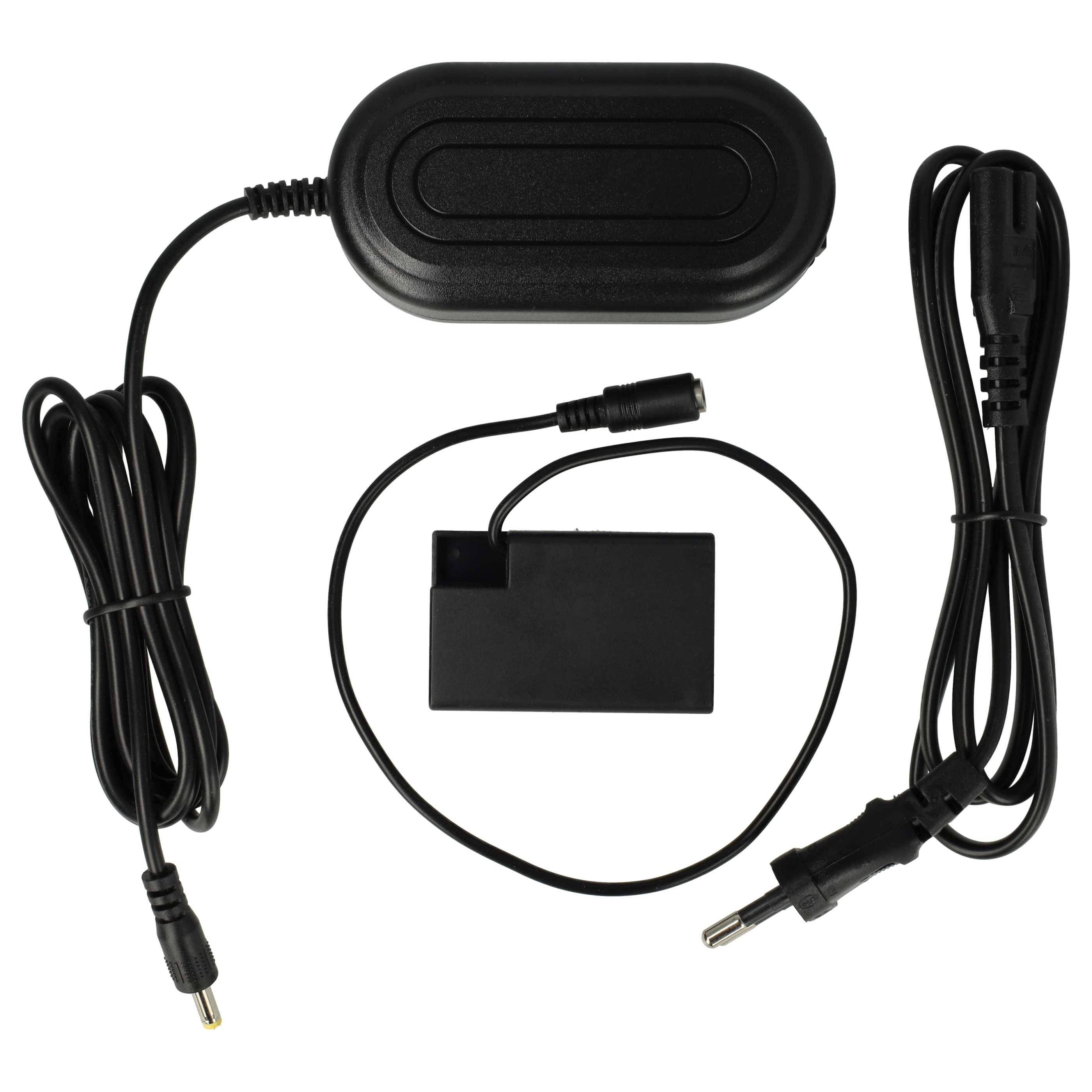 Draufsicht zeigt ein schwarzes Batterieladegerät, Batterie und Kabel vor weißem Hintergrund.