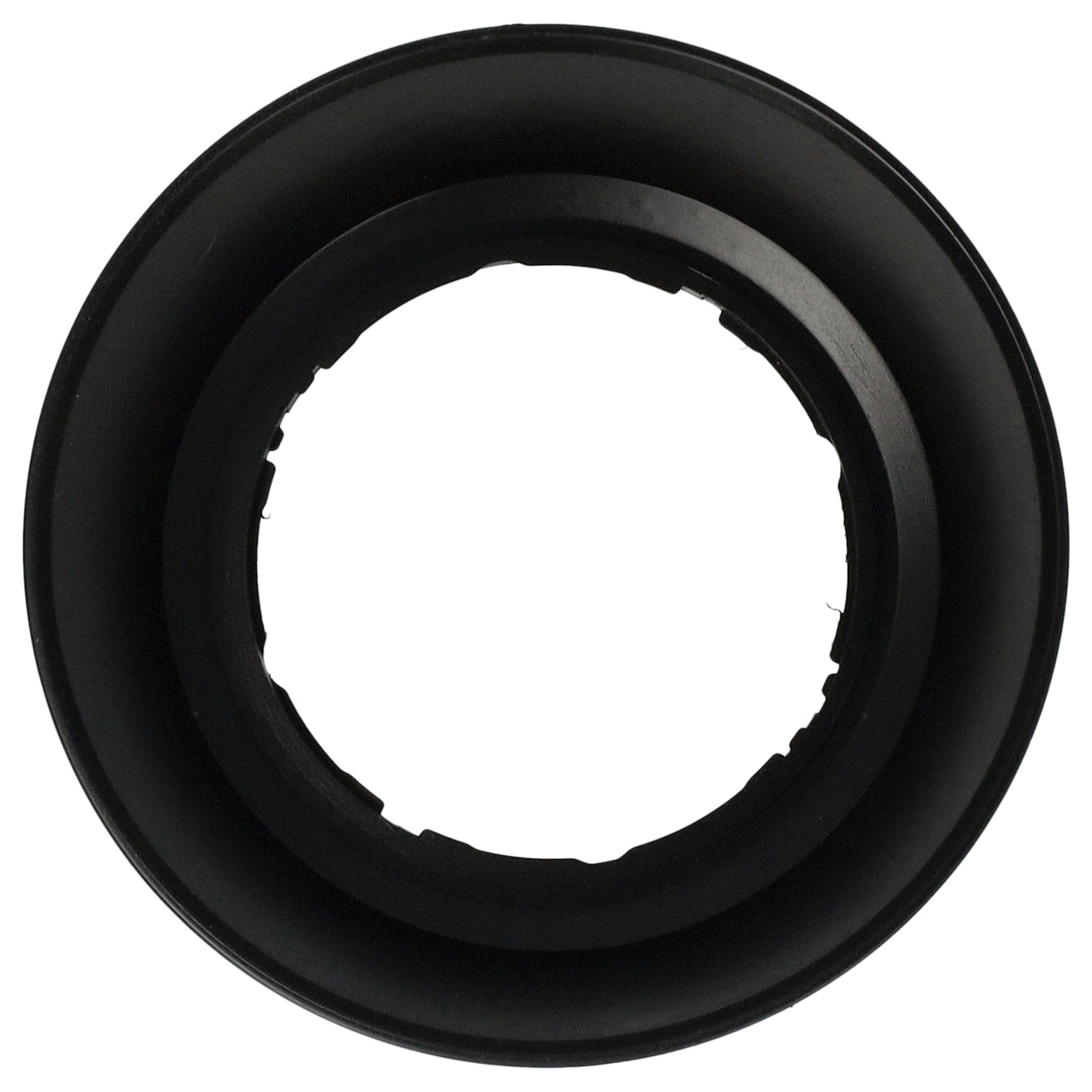 Ein schwarzer Kunststoffring mit kreisförmiger Öffnung. Der Ring hat eine abgerundete Form und ist vor weißem Hintergrund.