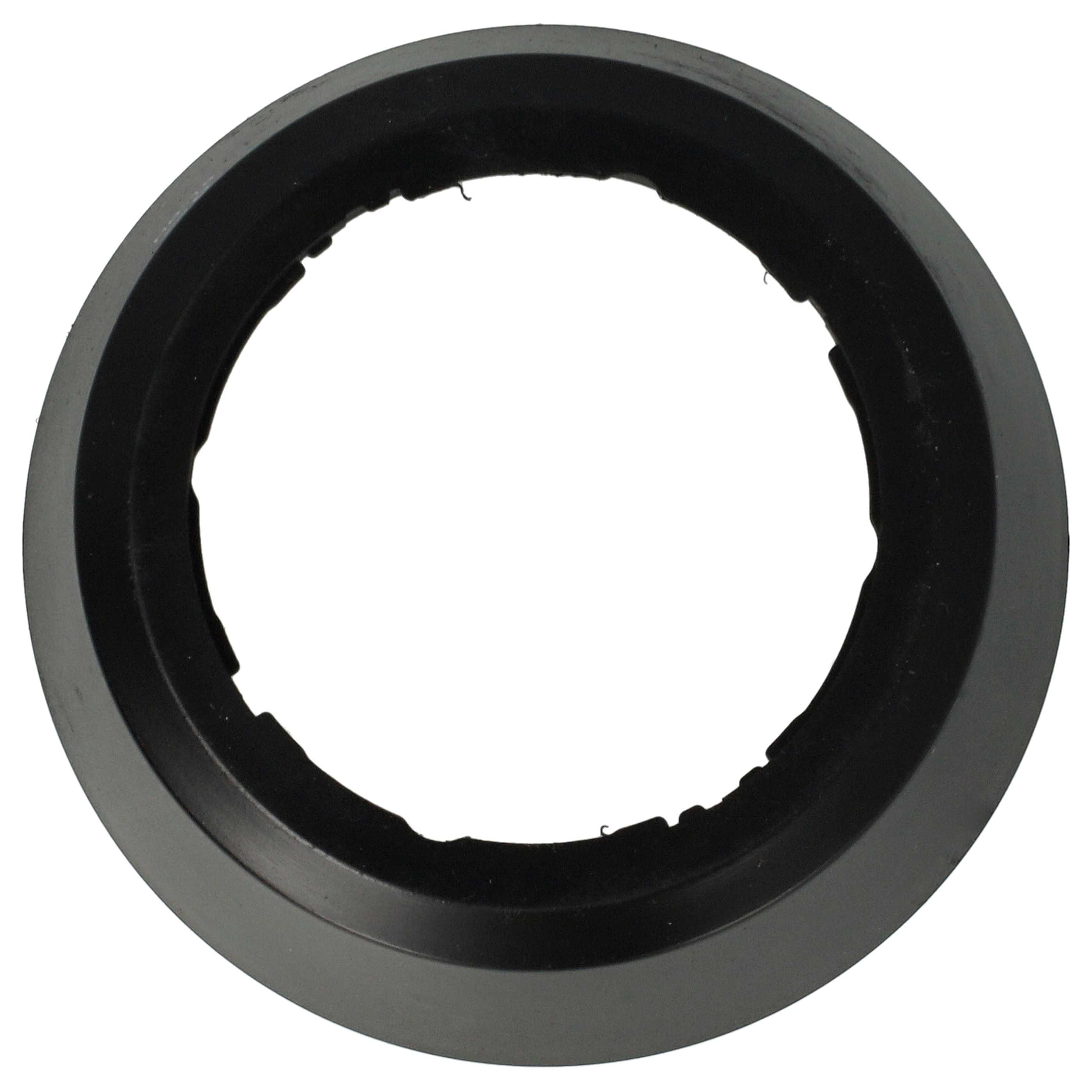 Ein schwarzer Gummiring mit weißer Mitte, isoliert auf weißem Hintergrund. Der Ring ist kreisförmig.