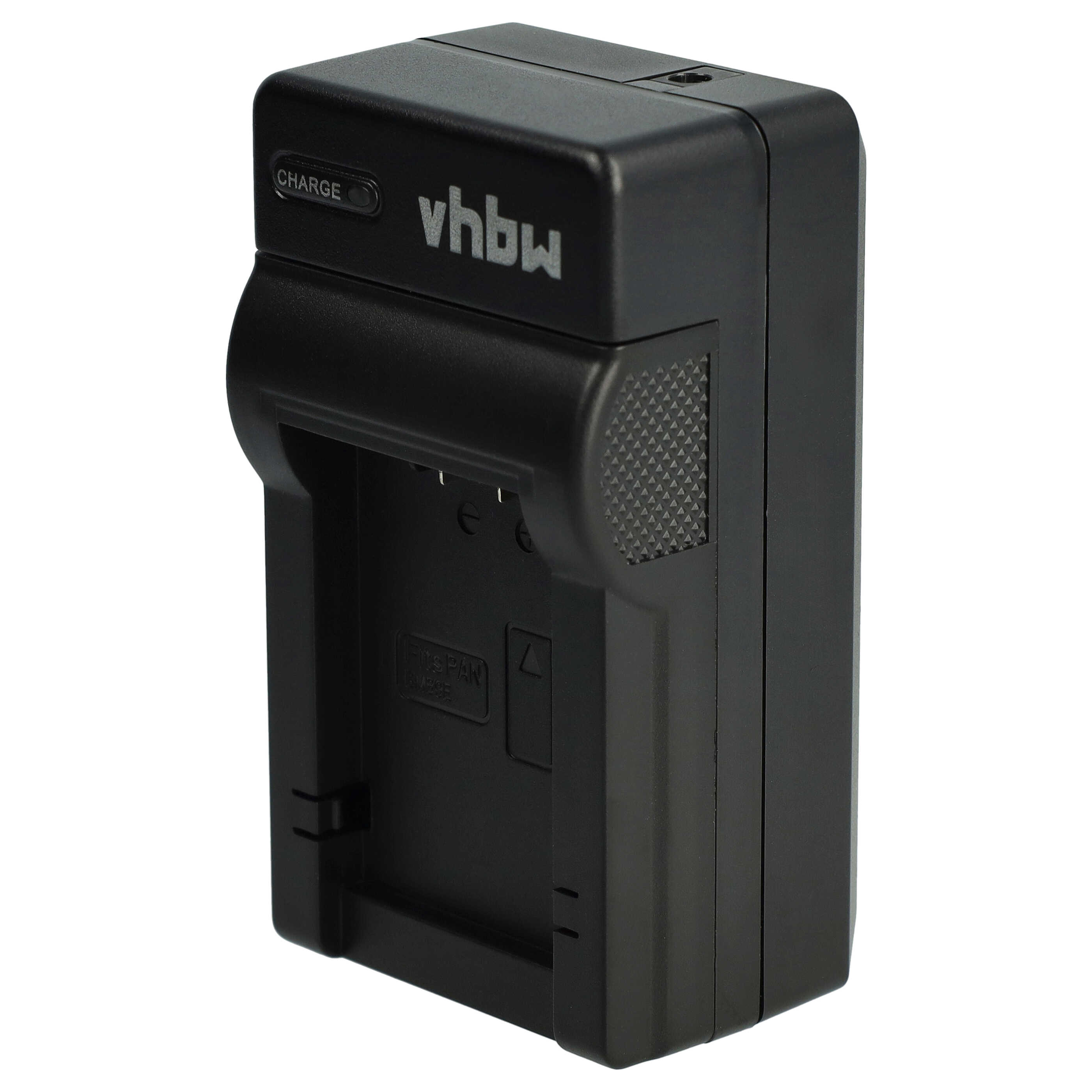 Ein schwarzes Batterieladegerät mit dem Markennamen vhbw. Es hat eine Ladeanzeige und einen Steckplatz für eine Batterie.