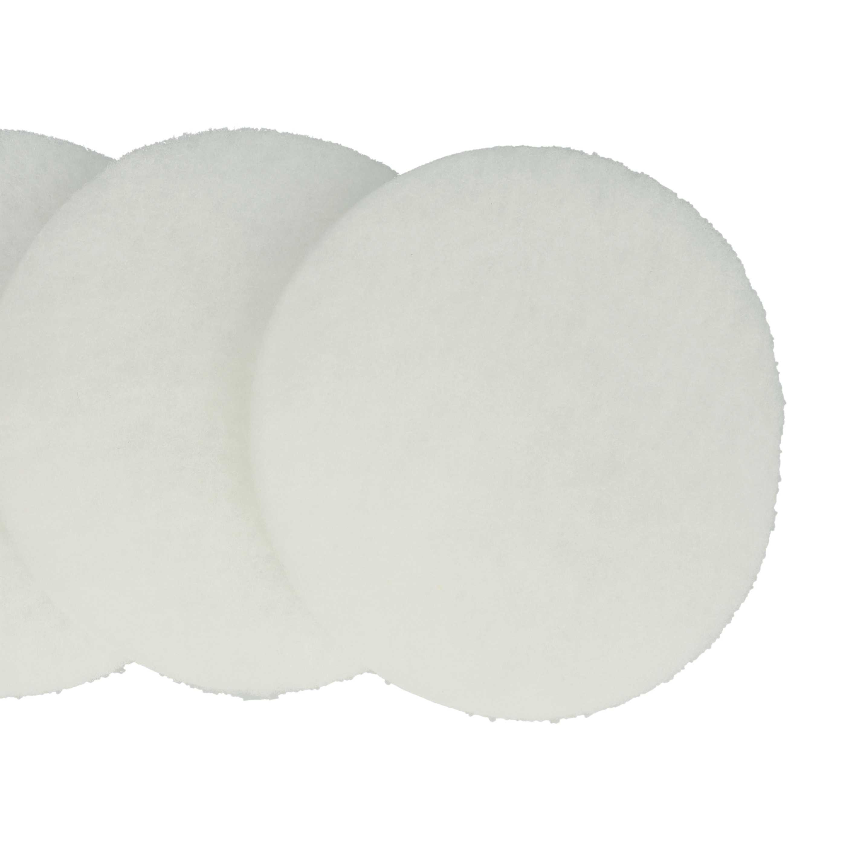 Drei weiße, kreisförmige Pads liegen horizontal vor einem weißen Hintergrund. Die Pads haben ein weiches, strukturiertes Aussehen.
