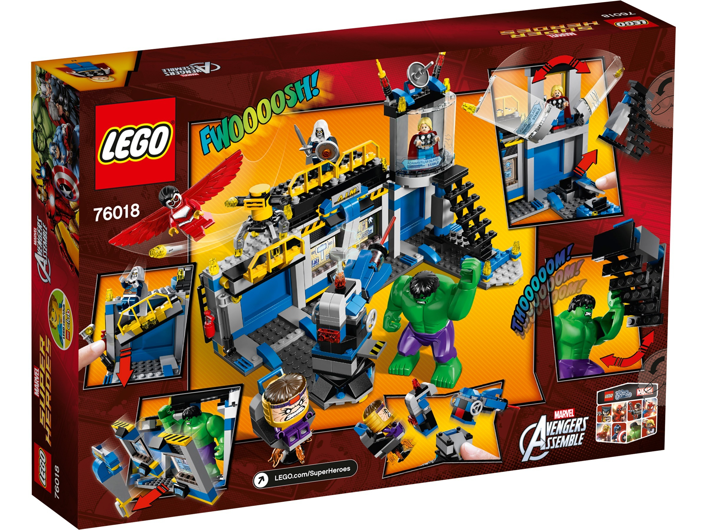 Scatola Lego Marvel Avengers Assemble. Include Hulk, Falcon, Thor e altri personaggi Marvel. Include set Lego.