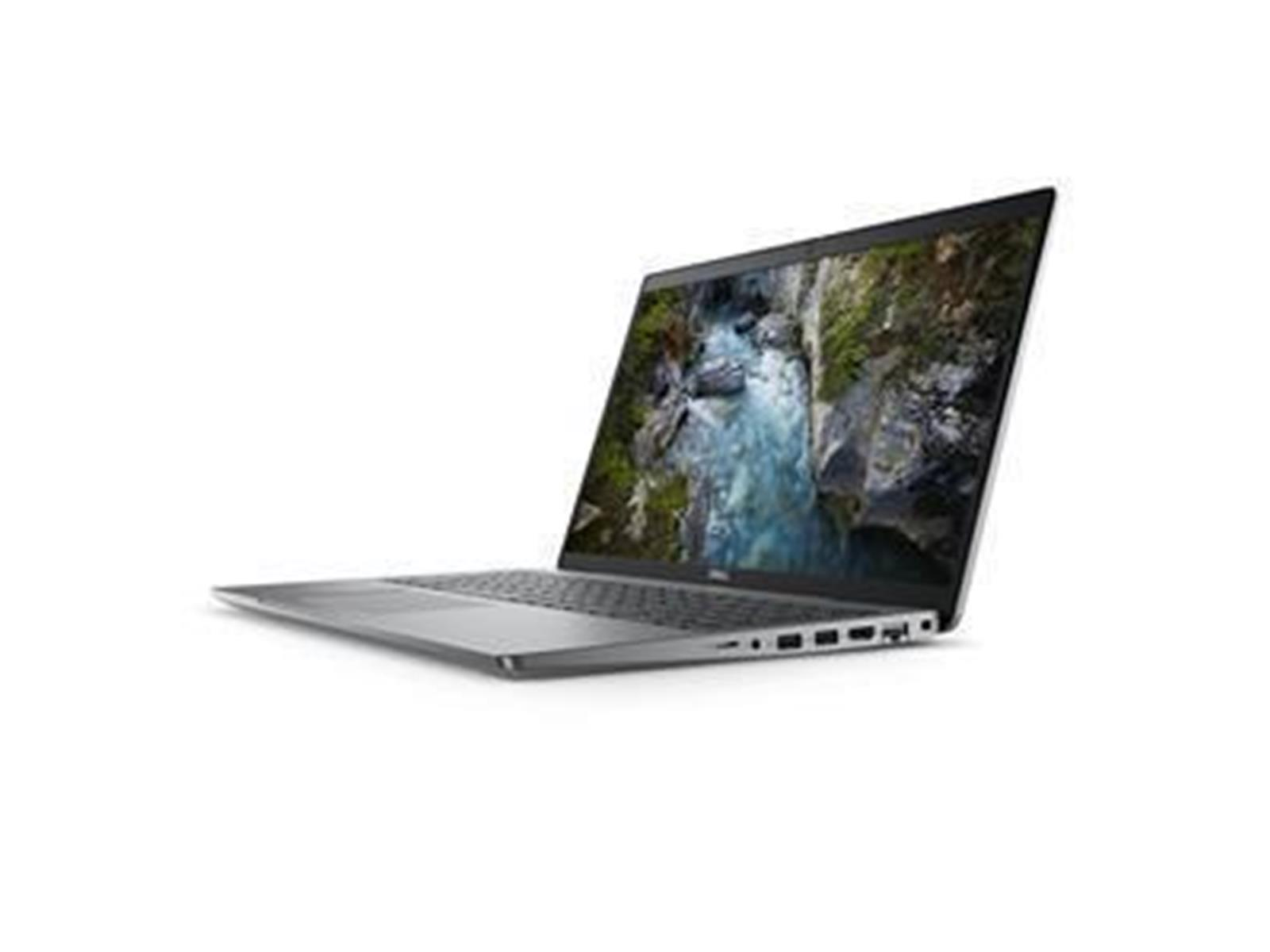 Ein silberner Laptop ist vor weißem Hintergrund leicht geöffnet. Der Bildschirm zeigt eine Flussszene. Der Laptop ist nach rechts abgewinkelt.