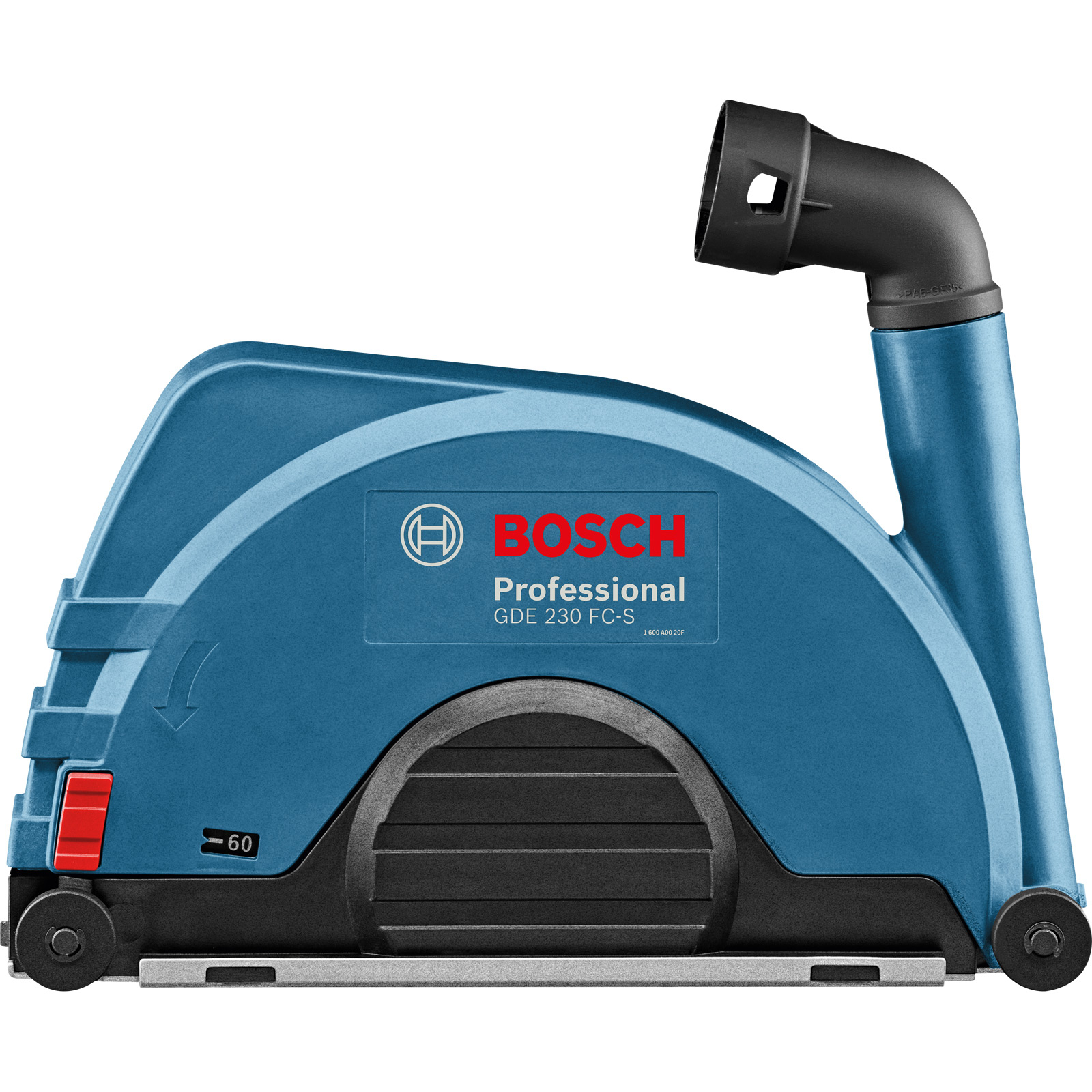 Bosch Professional GDE 230 FC-S blu. Ha un ugello nero e un pulsante rosso. Il numero '60' è visibile.