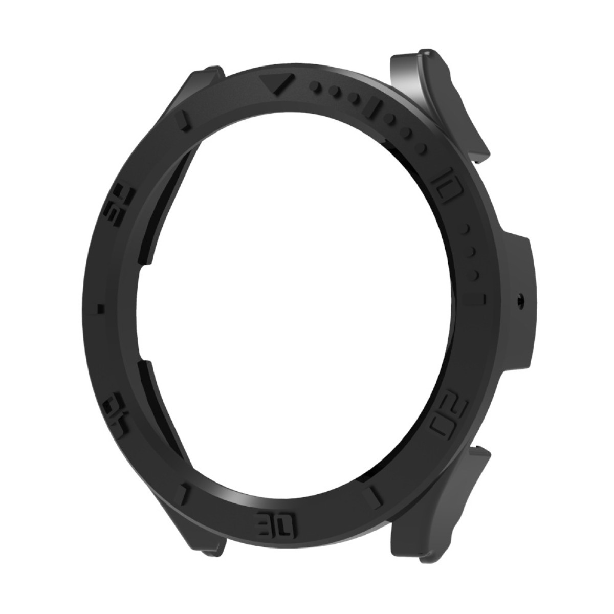 Eine schwarze Lünette mit den Zahlen 55, 30 und 20. Die Lünette hat ein kreisförmiges Design mit erhabenen Kanten und einer glatten Oberfläche.