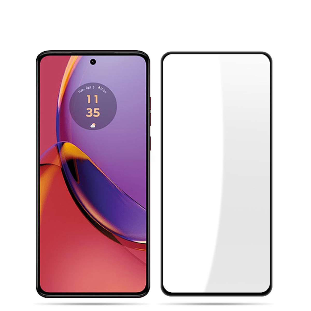 Uno smartphone con protezione schermo. Lo schermo mostra le 11:35. La protezione è a destra.