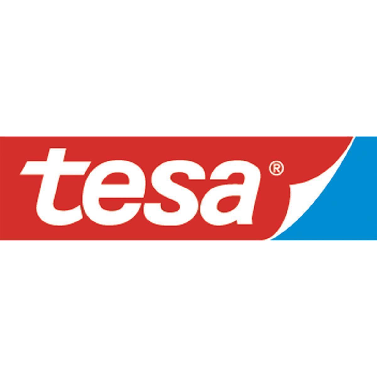 Il logo tesa. La parola 'tesa' in lettere bianche su un rettangolo rosso, con un elemento curvo blu e bianco.