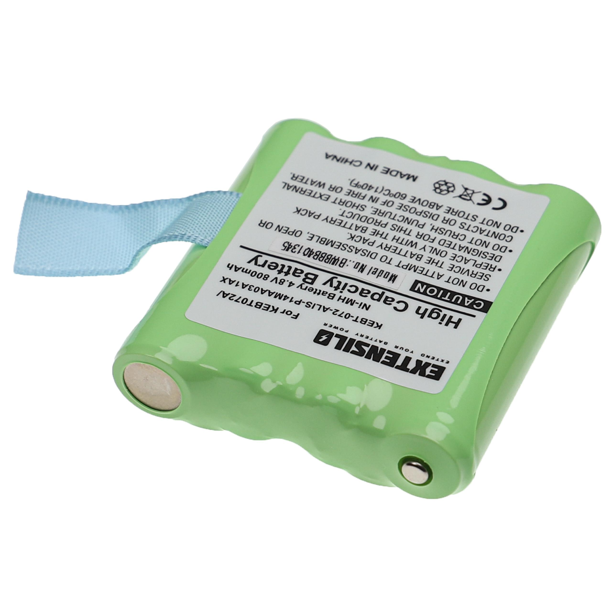 Eine grüne Batterie mit Etiketten. Text enthält 'High Capacity Battery', 'Ni-MH Battery' und 'Made in China'.