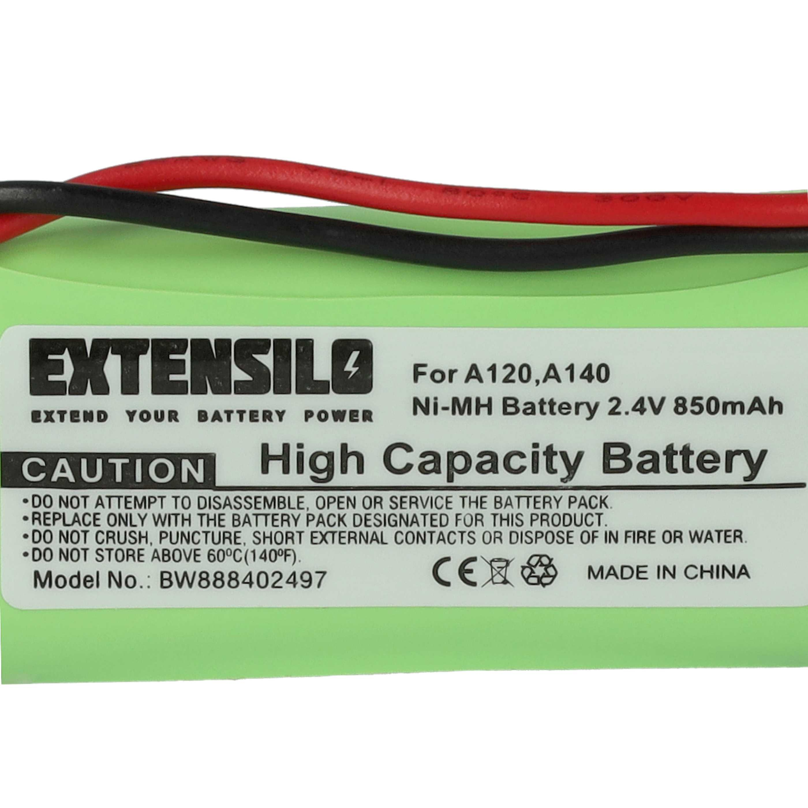 Grüner Akku mit schwarzen und roten Drähten. Text enthält 'High Capacity Battery', 'Made in China' und Warnhinweise.